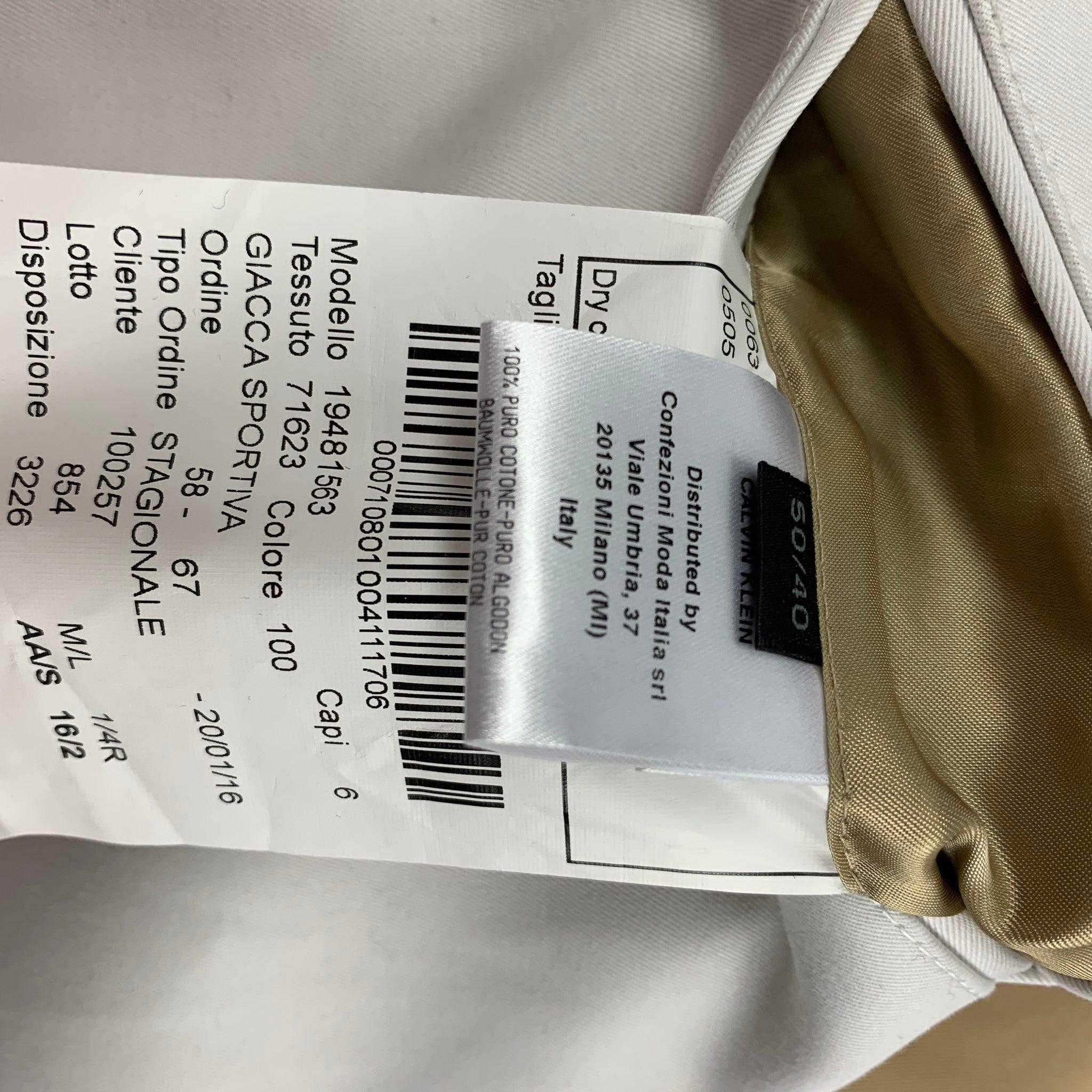 CALVIN KLEIN COLLECTION Size 40 Off White Cotton Notch Lapel Suit For Sale 3