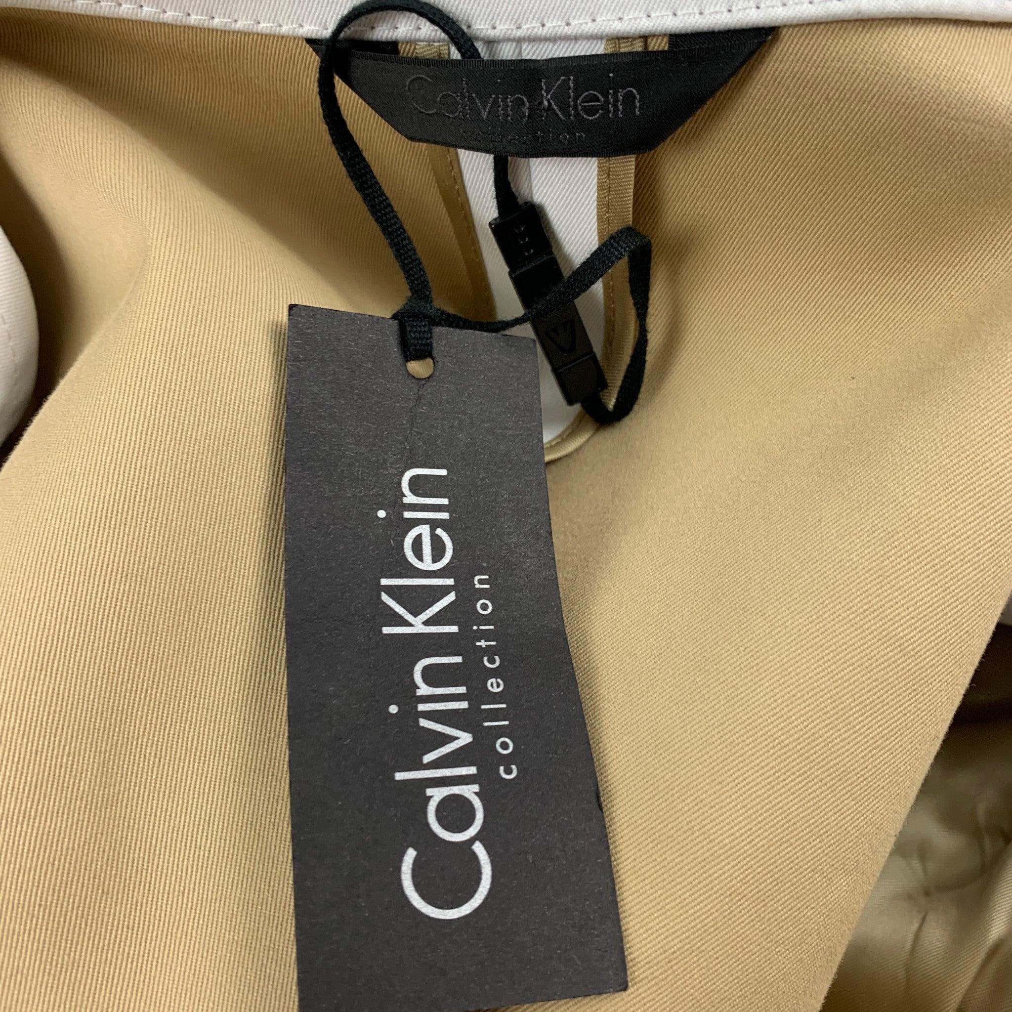 CALVIN KLEIN COLLECTION Size 40 Off White Cotton Notch Lapel Suit For Sale 6