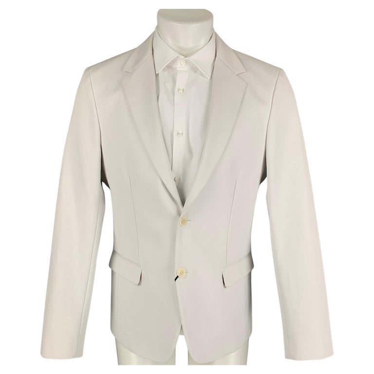 CALVIN KLEIN COLLECTION Size 40 Off White Cotton Notch Lapel Suit For Sale  at 1stDibs