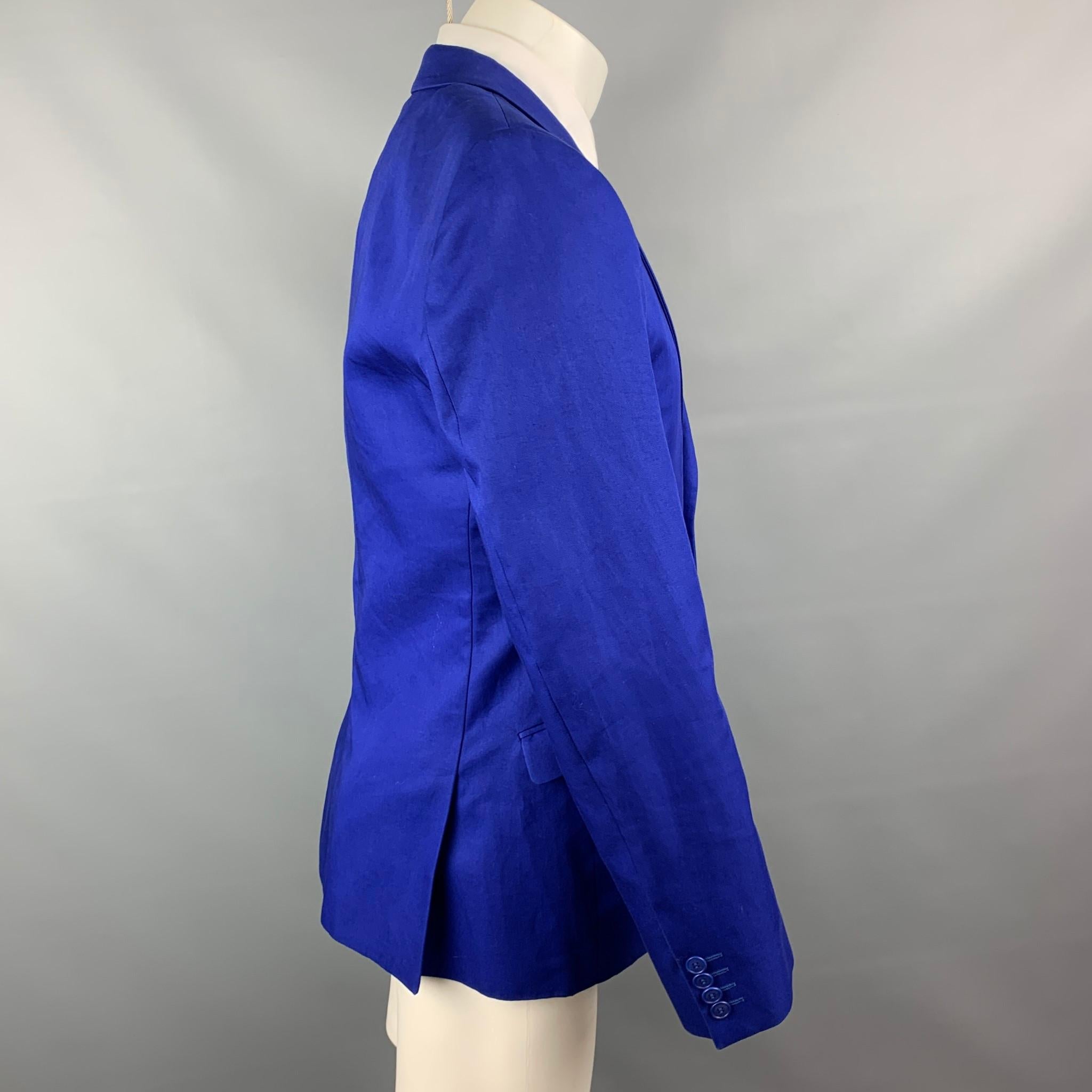 CALVIN KLEIN COLLECTION Size 40 Royal Blue Cotton / Polyester Notch Lapel Sport  6
