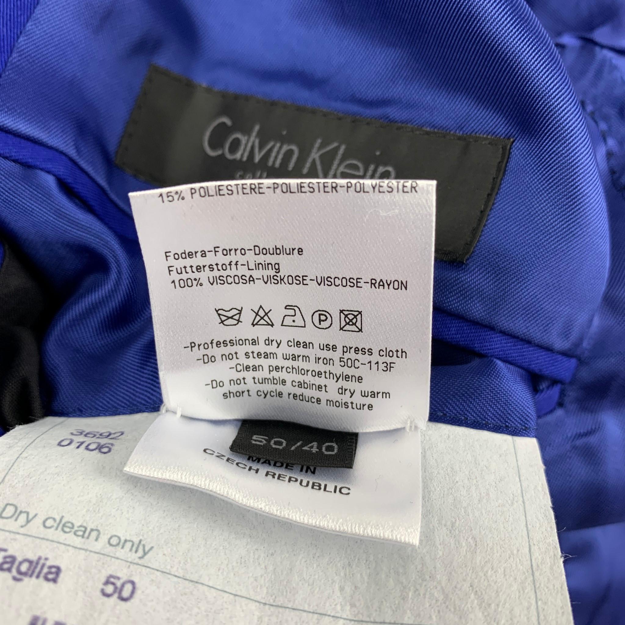 CALVIN KLEIN COLLECTION Size 40 Royal Blue Cotton / Polyester Notch Lapel Sport  1