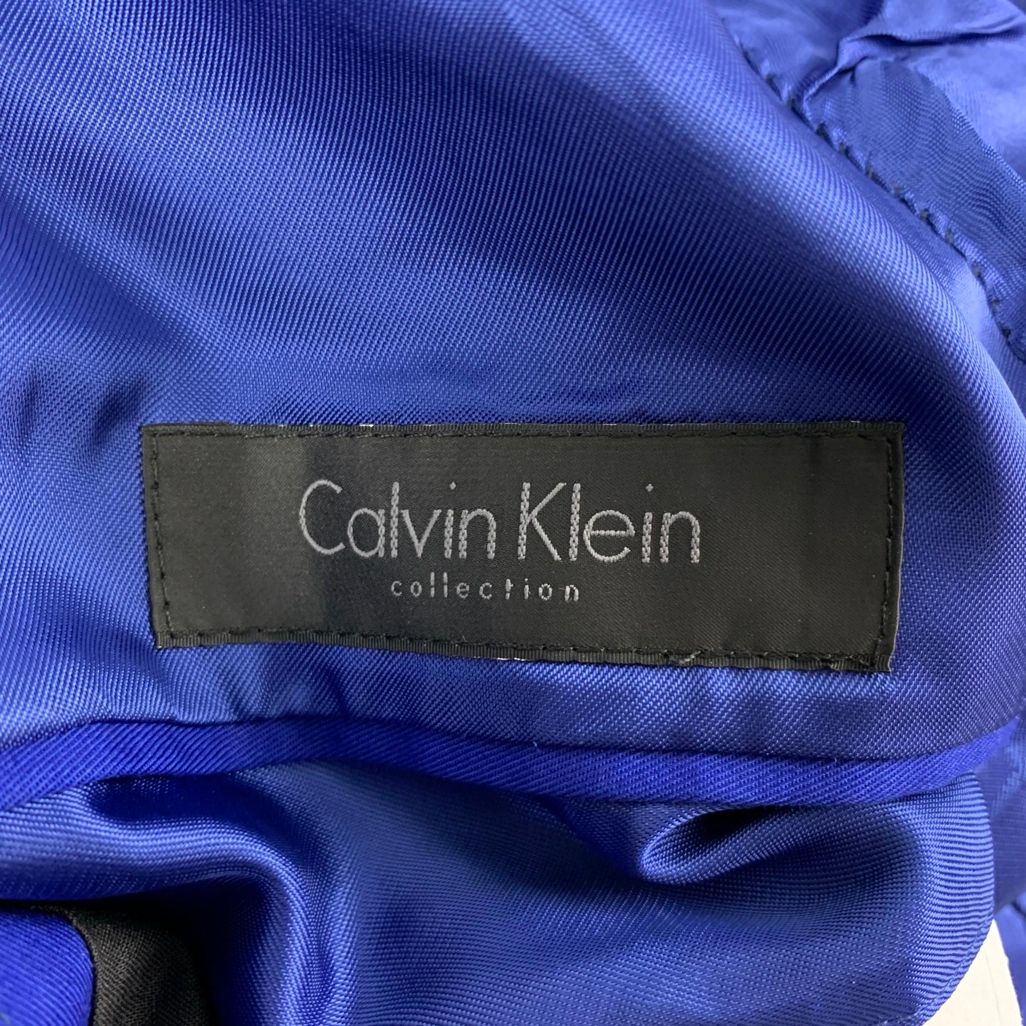 CALVIN KLEIN COLLECTION Size 40 Royal Blue Cotton / Polyester Notch Lapel Sport  3