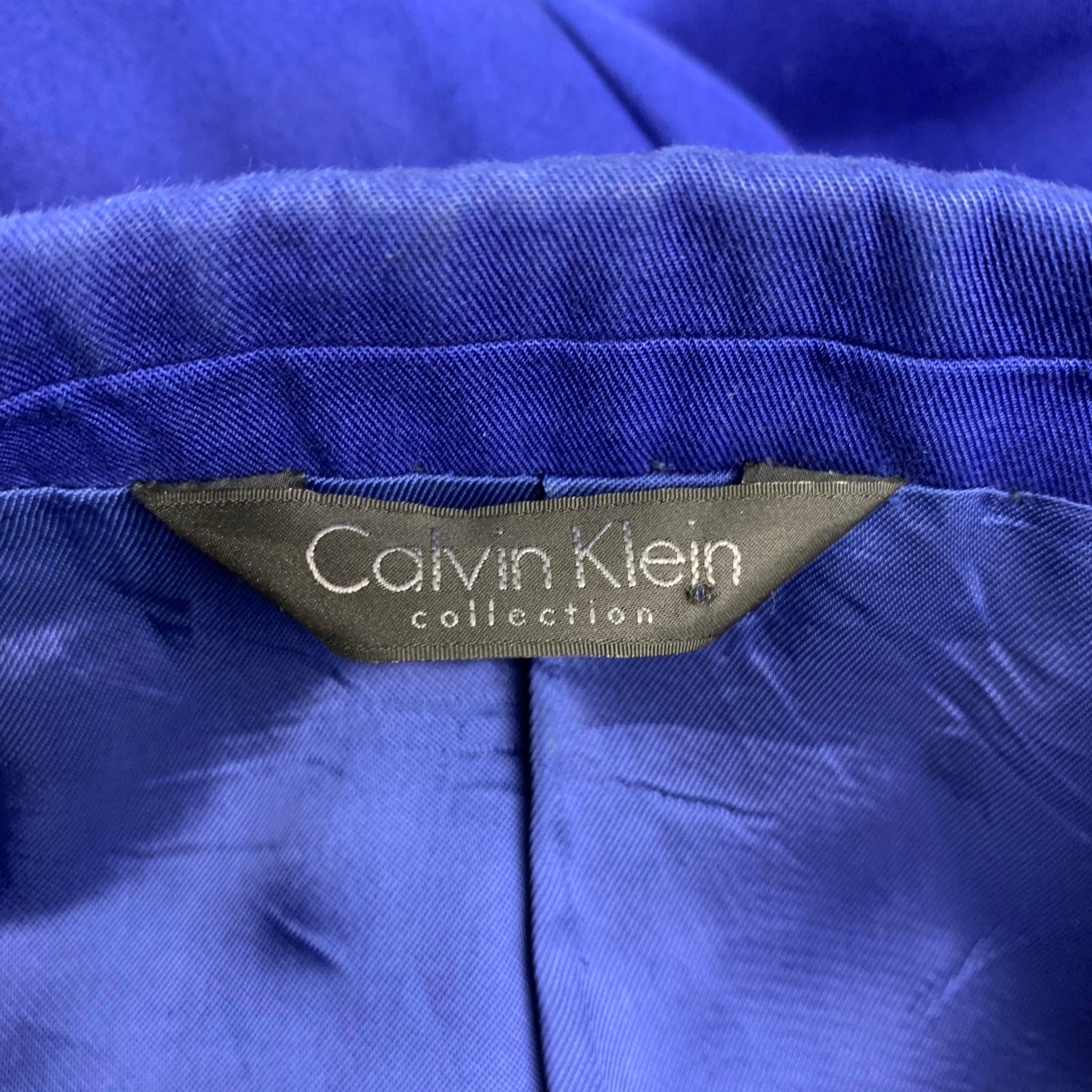 CALVIN KLEIN COLLECTION Size 40 Royal Blue Cotton / Polyester Notch Lapel Sport  4
