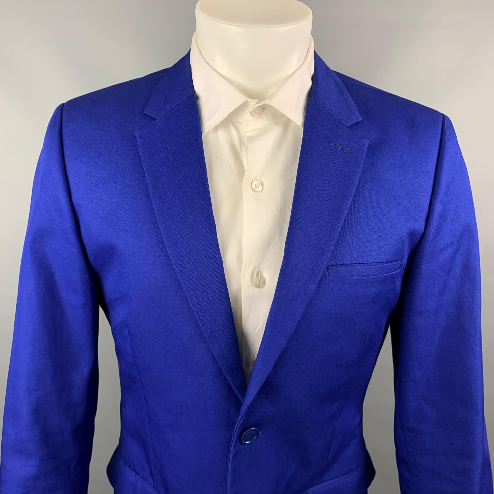 CALVIN KLEIN COLLECTION Size 40 Royal Blue Cotton / Polyester Notch Lapel Sport  5