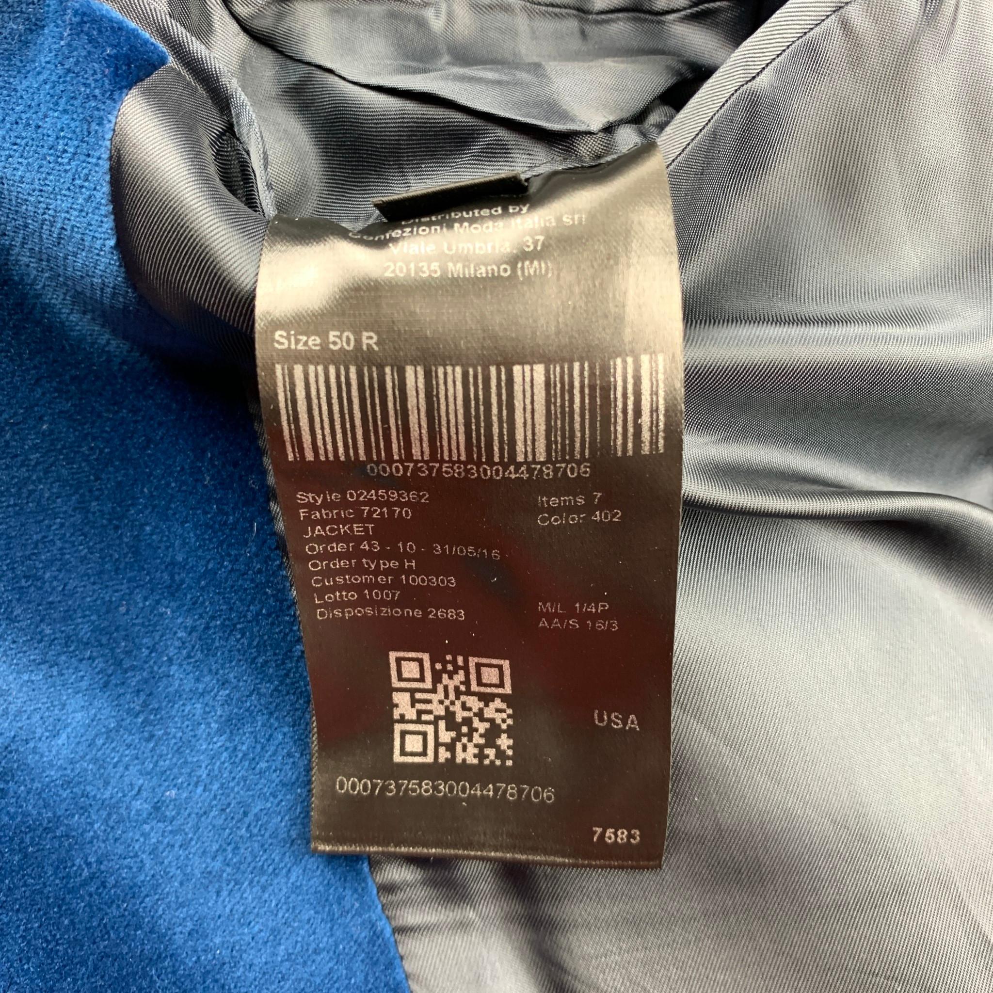 Black CALVIN KLEIN COLLECTION Size 40 Royal Blue Velvet Notch Lapel Sport Coat