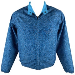 CALVIN KLEIN COLLECTION Size 42 Aqua Print Polyester Reversible Jacket