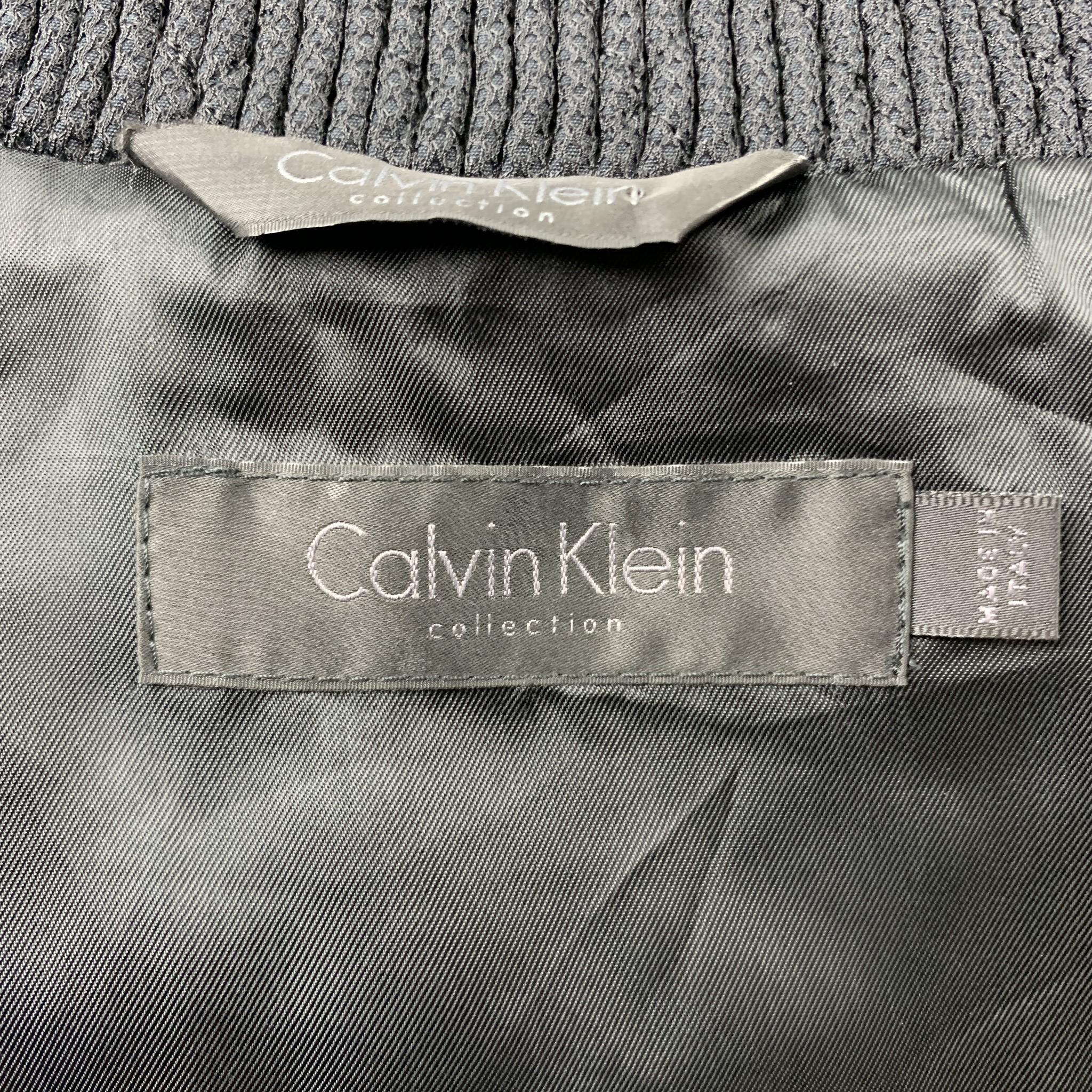 CALVIN KLEIN COLLECTION Size 42 Black Quilted Nylon Zip Up Jacket 1