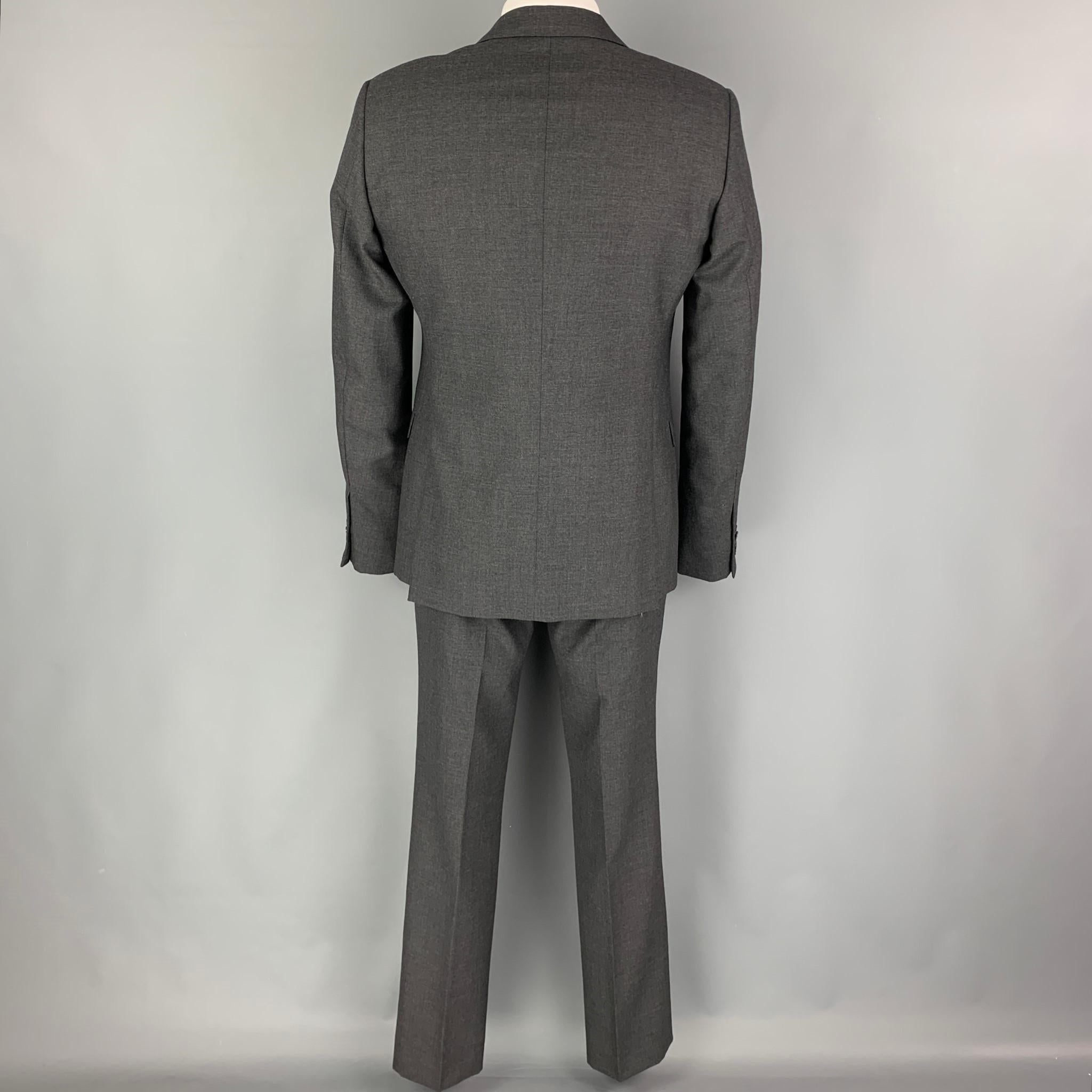 Gray CALVIN KLEIN COLLECTION Size 42 Charcoal Wool Notch Lapel Suit