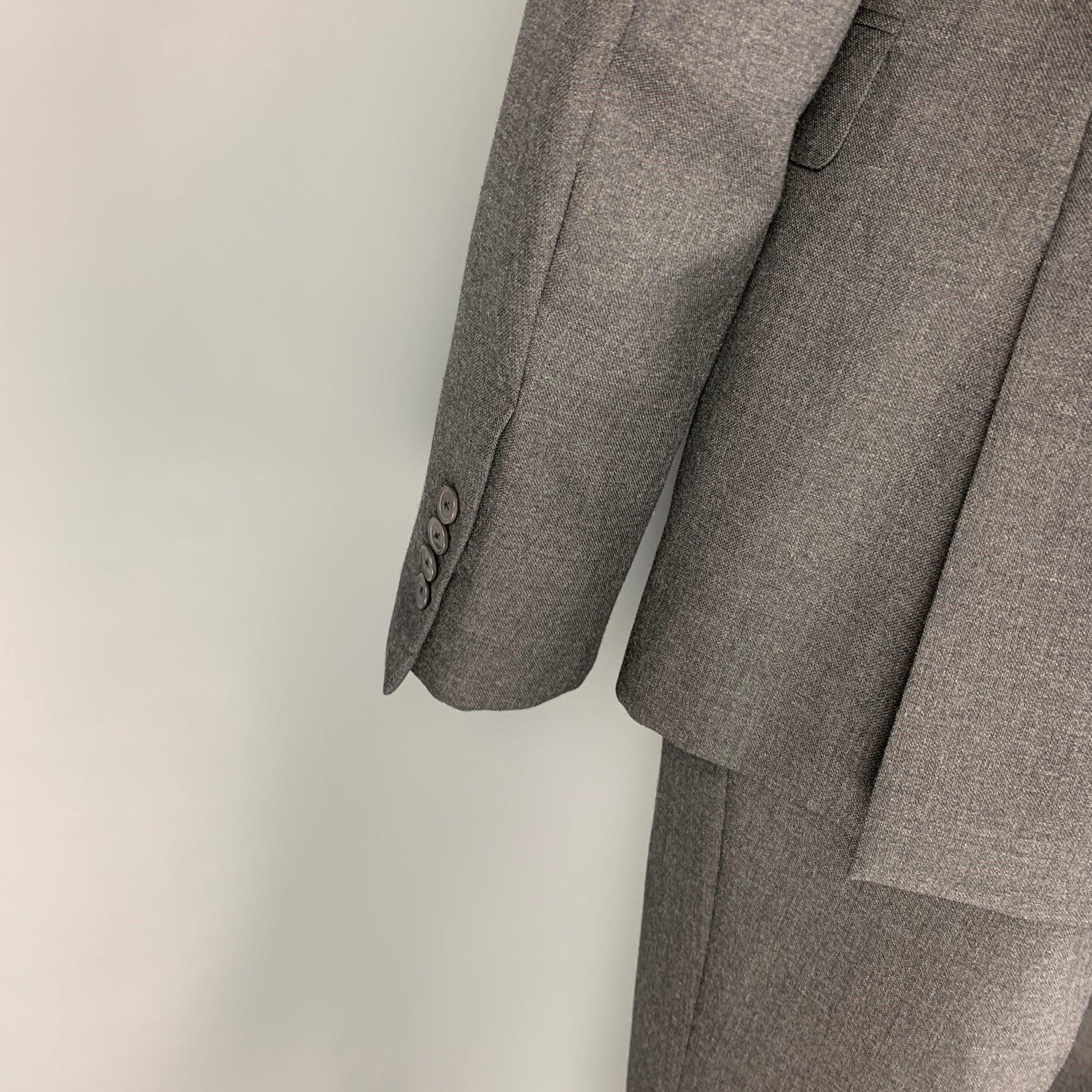 CALVIN KLEIN COLLECTION Size 42 Charcoal Wool Notch Lapel Suit For Sale 1