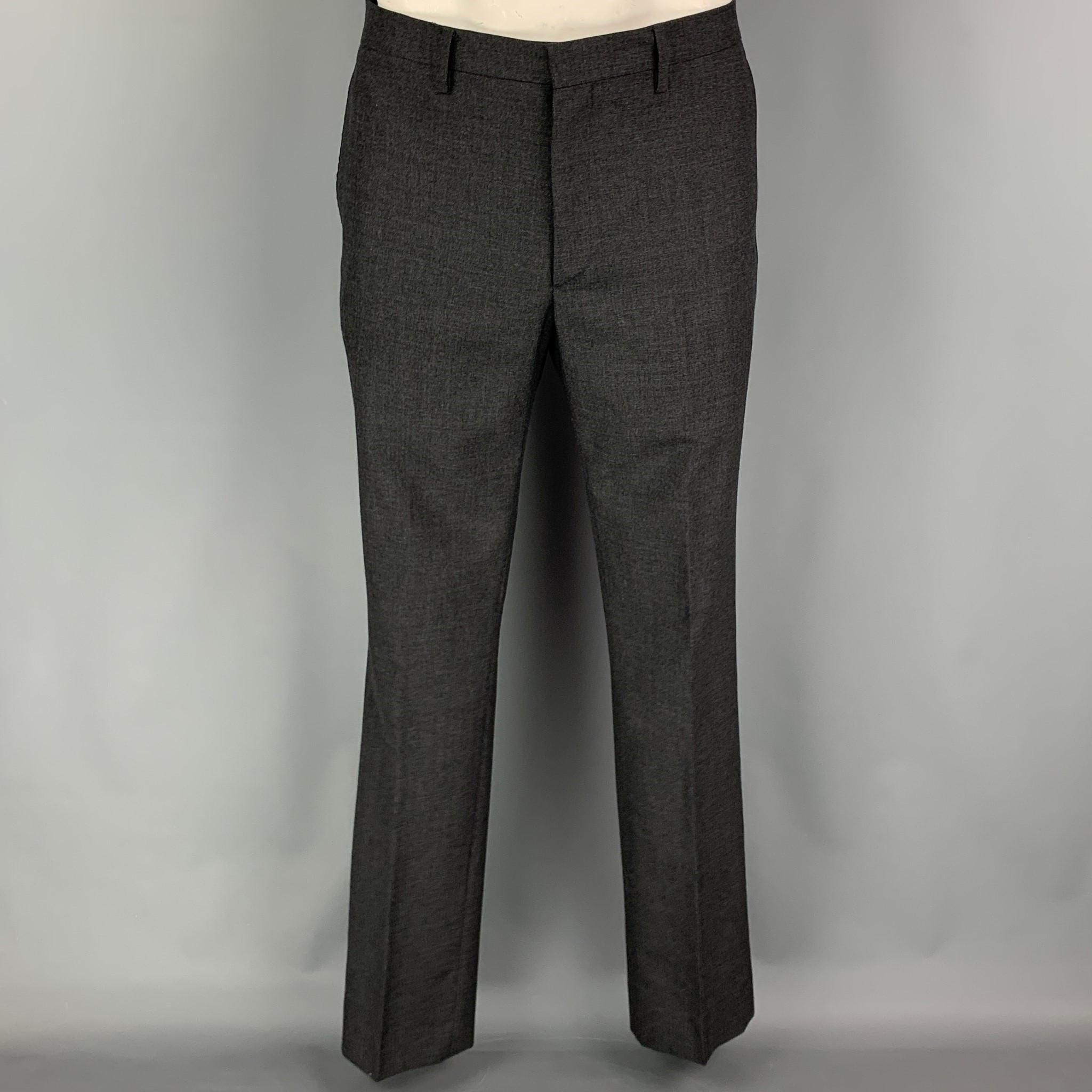 CALVIN KLEIN COLLECTION Size 42 Charcoal Wool Notch Lapel Suit 1