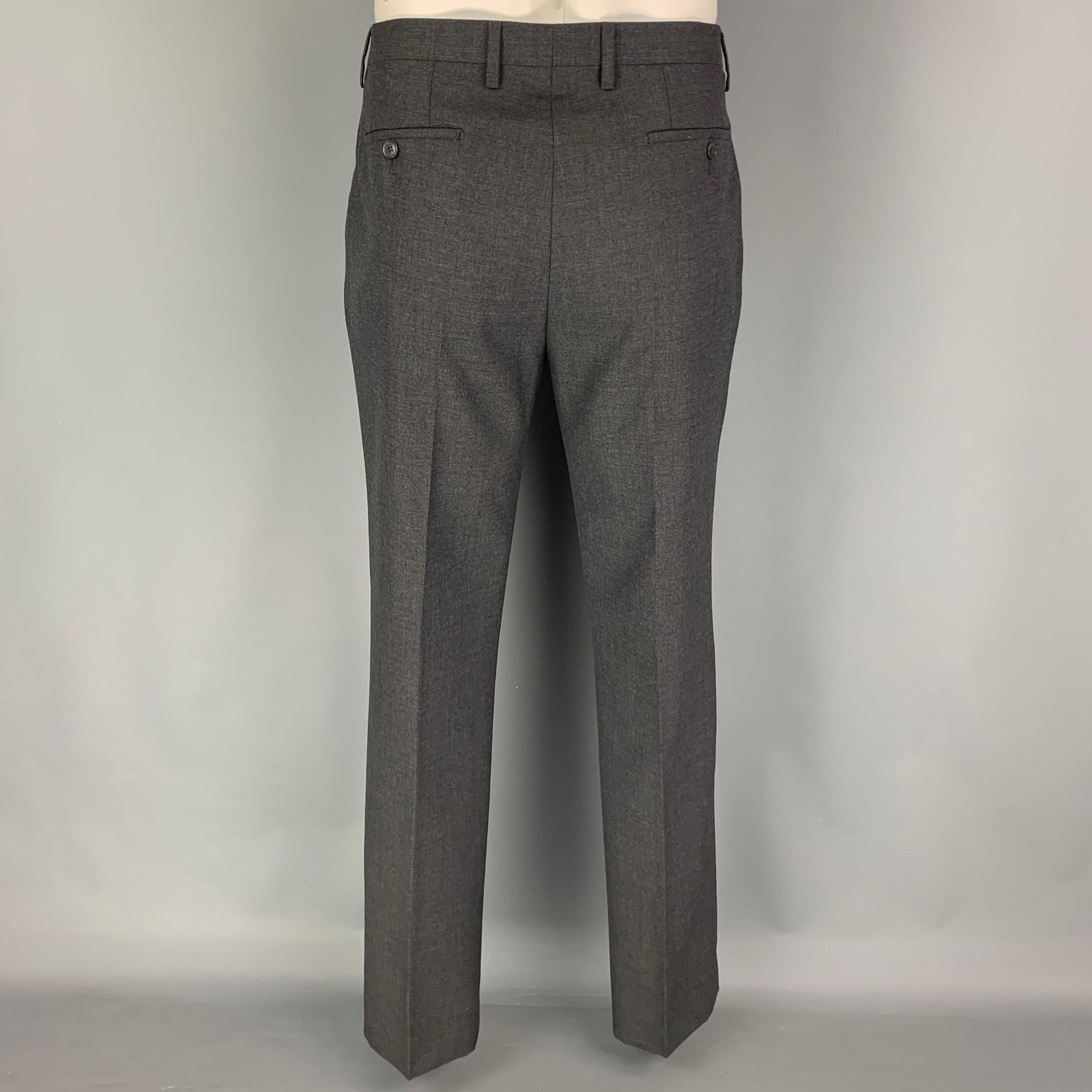 CALVIN KLEIN COLLECTION Size 42 Charcoal Wool Notch Lapel Suit 2