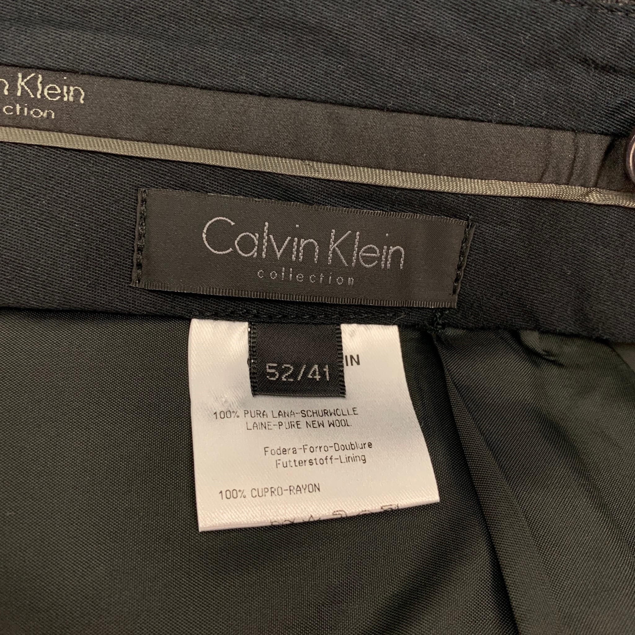 CALVIN KLEIN COLLECTION Size 42 Charcoal Wool Notch Lapel Suit 5