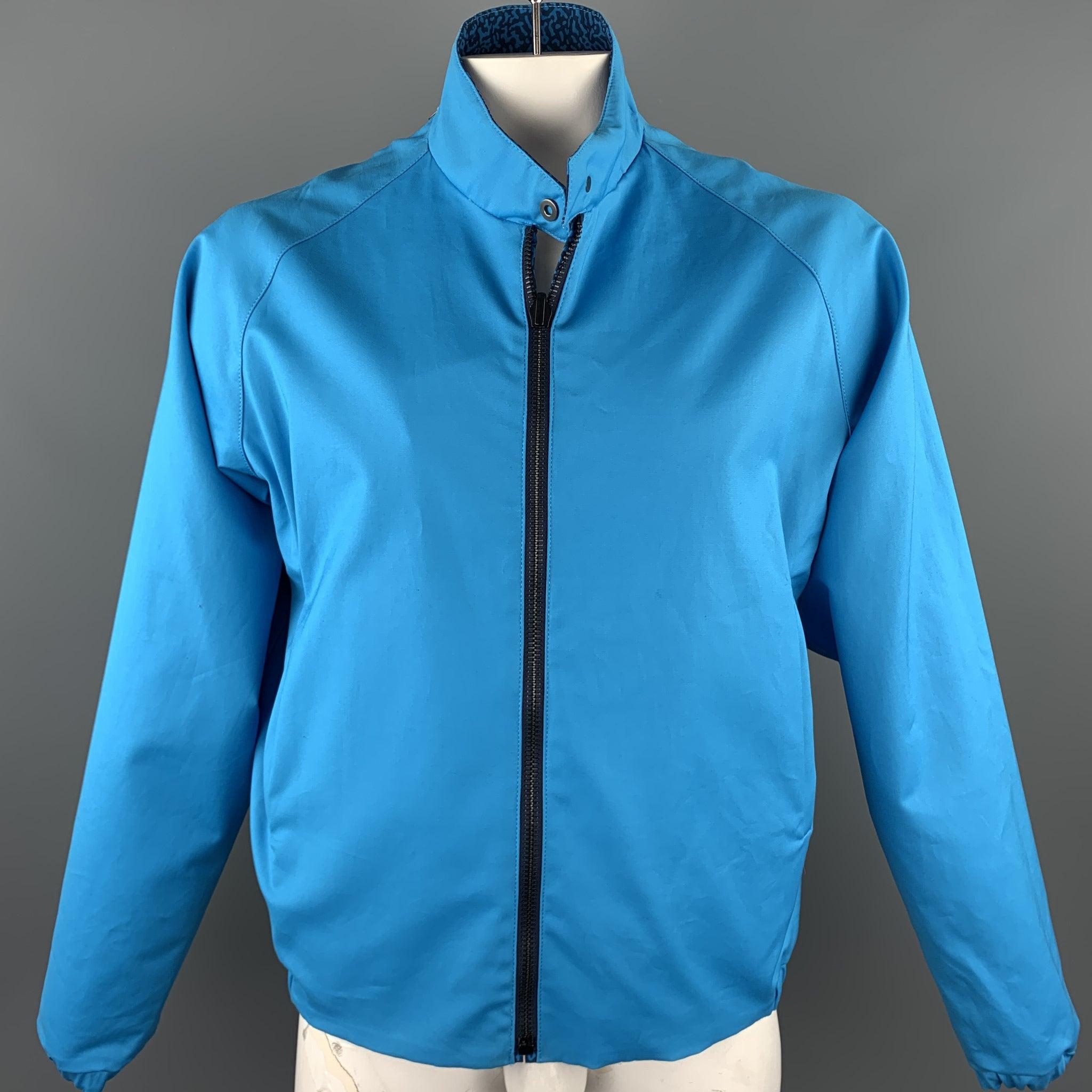 CALVIN KLEIN COLLECTION Size 44 Aqua Print Polyester Reversible Jacket For Sale 2