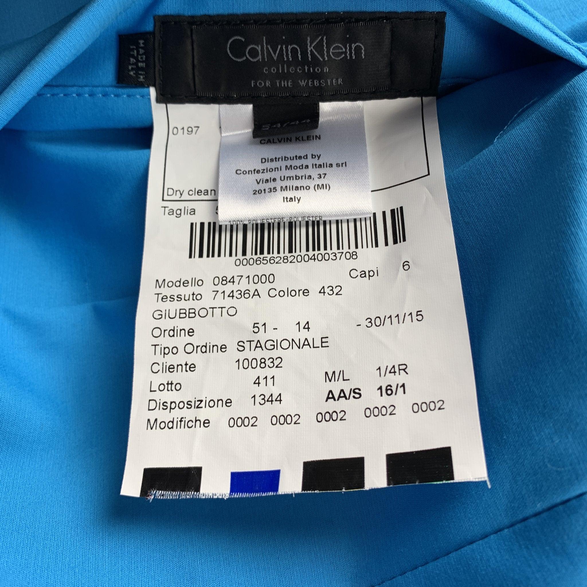 CALVIN KLEIN COLLECTION Size 44 Aqua Print Polyester Reversible Jacket For Sale 3