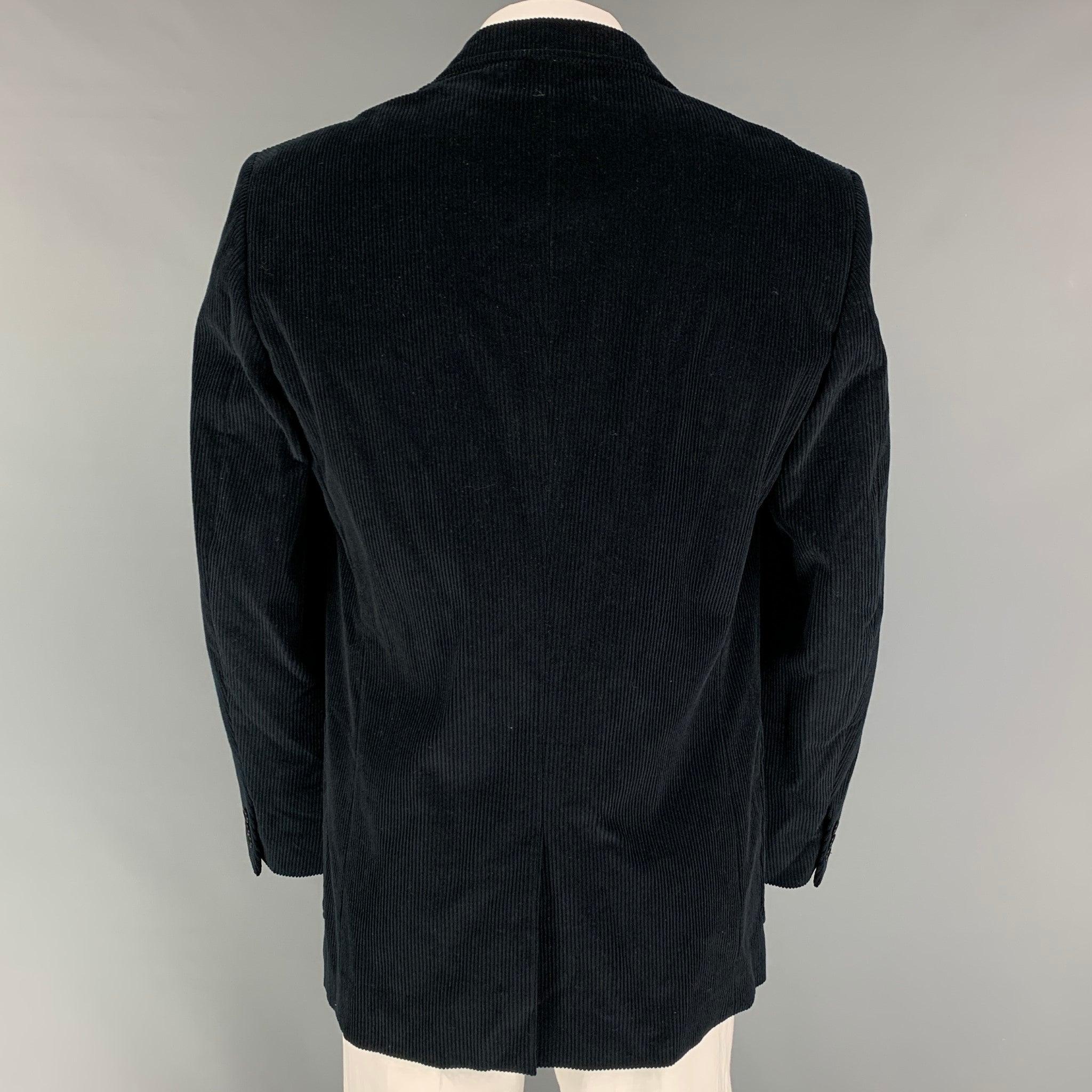 Men's CALVIN KLEIN COLLECTION Size 44 Black Corduroy Cotton Sport Coat For Sale