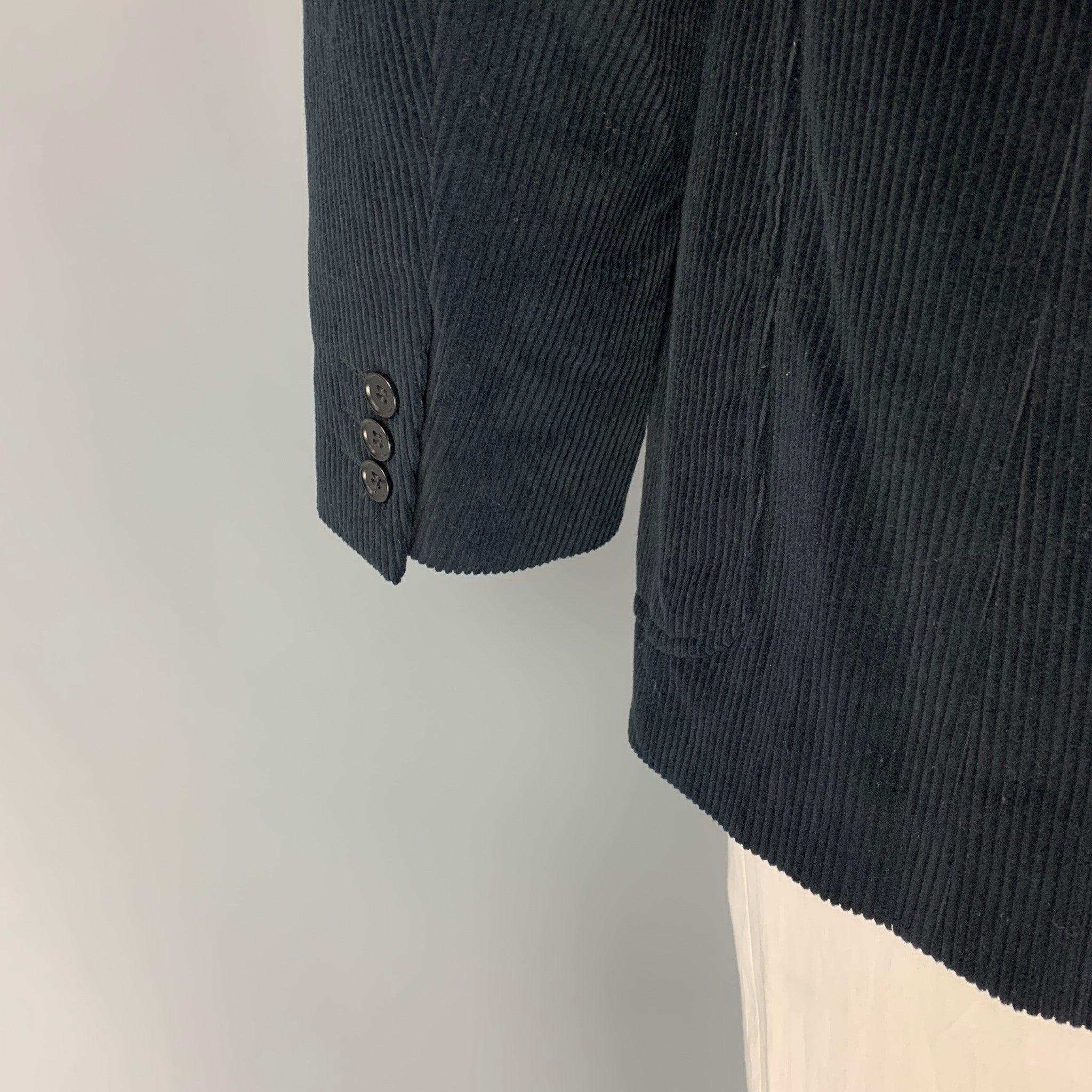 CALVIN KLEIN COLLECTION Size 44 Black Corduroy Cotton Sport Coat For Sale 1