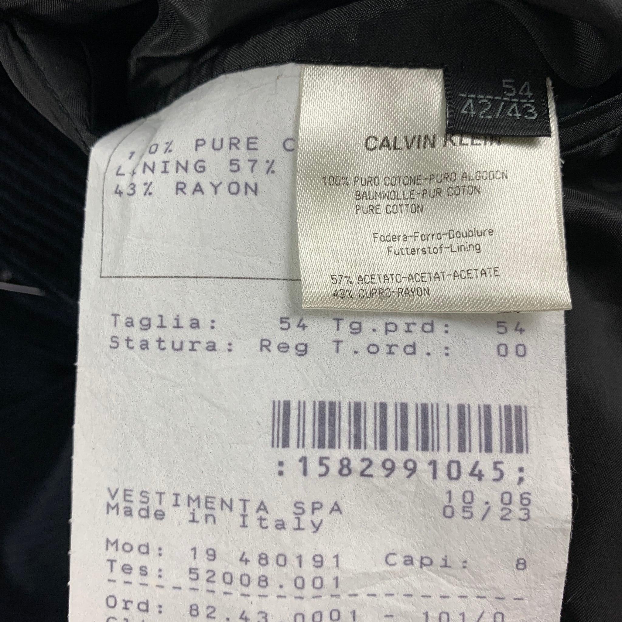 CALVIN KLEIN COLLECTION Size 44 Black Corduroy Cotton Sport Coat For Sale 2