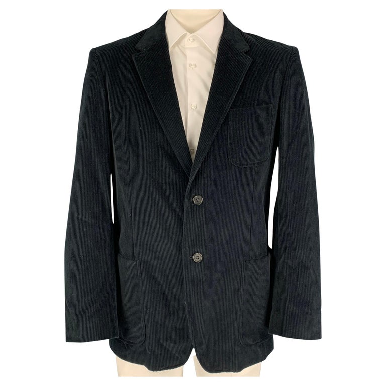 CALVIN KLEIN COLLECTION Size 44 Black Corduroy Cotton Sport Coat For Sale  at 1stDibs