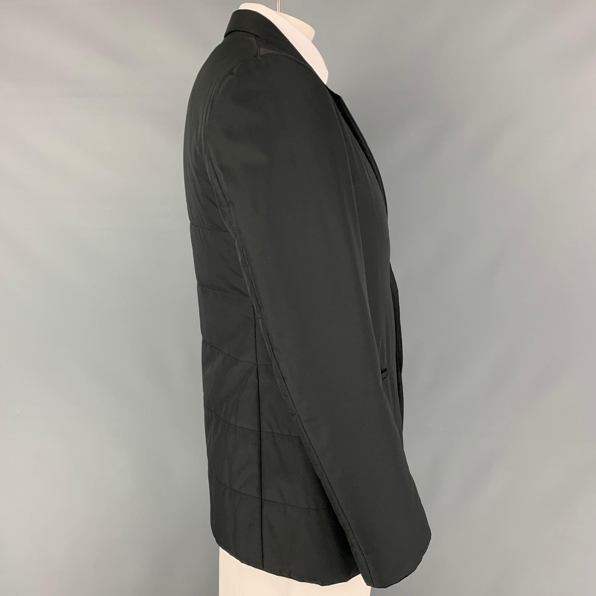 Men's CALVIN KLEIN COLLECTION Size 44 Black Quilted Polyester Sport Coat For Sale