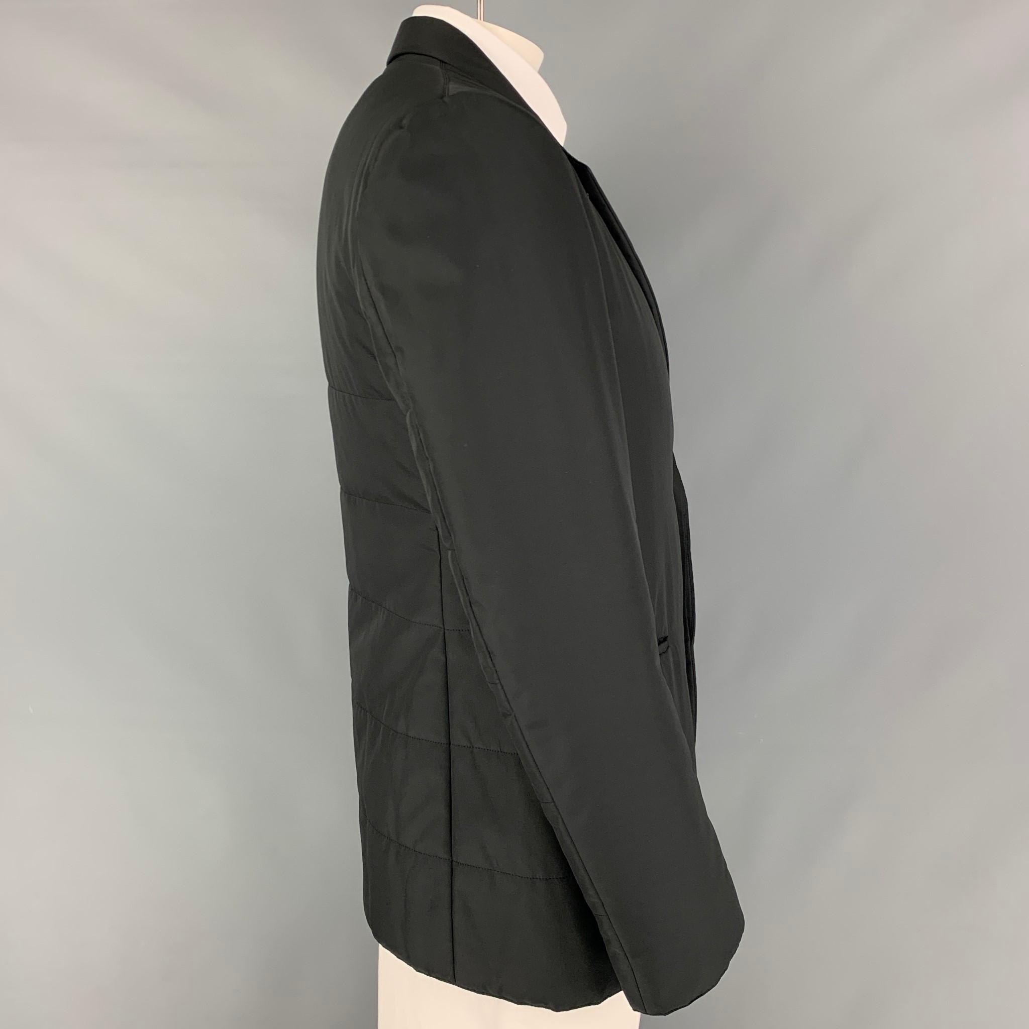 Men's CALVIN KLEIN COLLECTION Size 44 Black Quilted Polyester Sport Coat