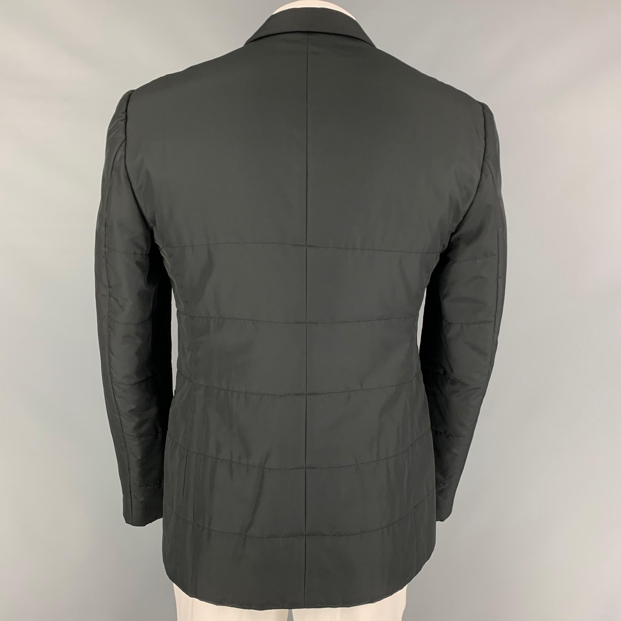 CALVIN KLEIN COLLECTION Size 44 Black Quilted Polyester Sport Coat 1