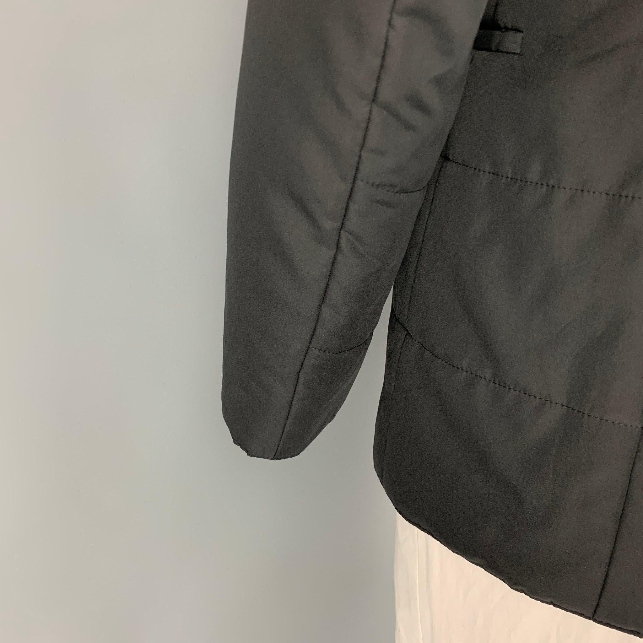 CALVIN KLEIN COLLECTION Size 44 Black Quilted Polyester Sport Coat For Sale 2