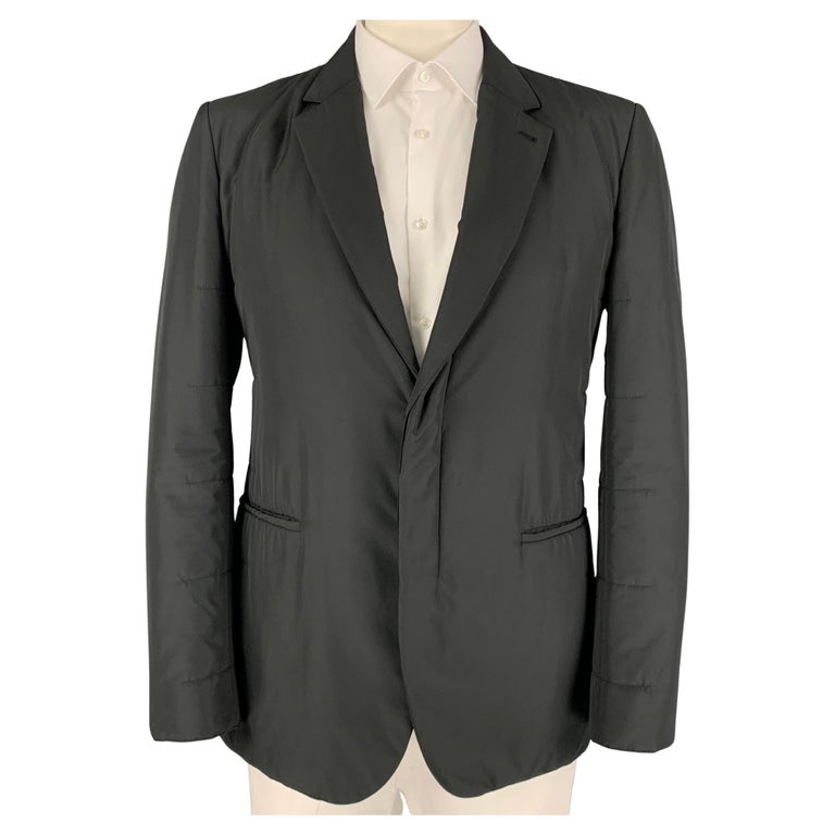 CALVIN KLEIN COLLECTION Size 44 Black Quilted Polyester Sport Coat For