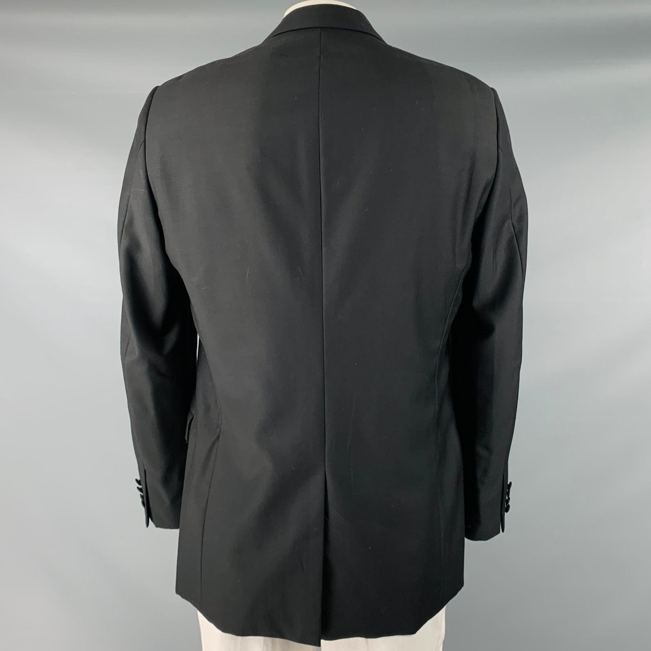 Men's CALVIN KLEIN COLLECTION Size 44 Black Wool Notch Lapel Sport Coat For Sale