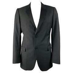 CALVIN KLEIN COLLECTION Talla 44 Abrigo negro de lana con solapa de muesca