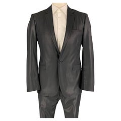 CALVIN KLEIN COLLECTION Size 44 Black Wool Notch Lapel Suit