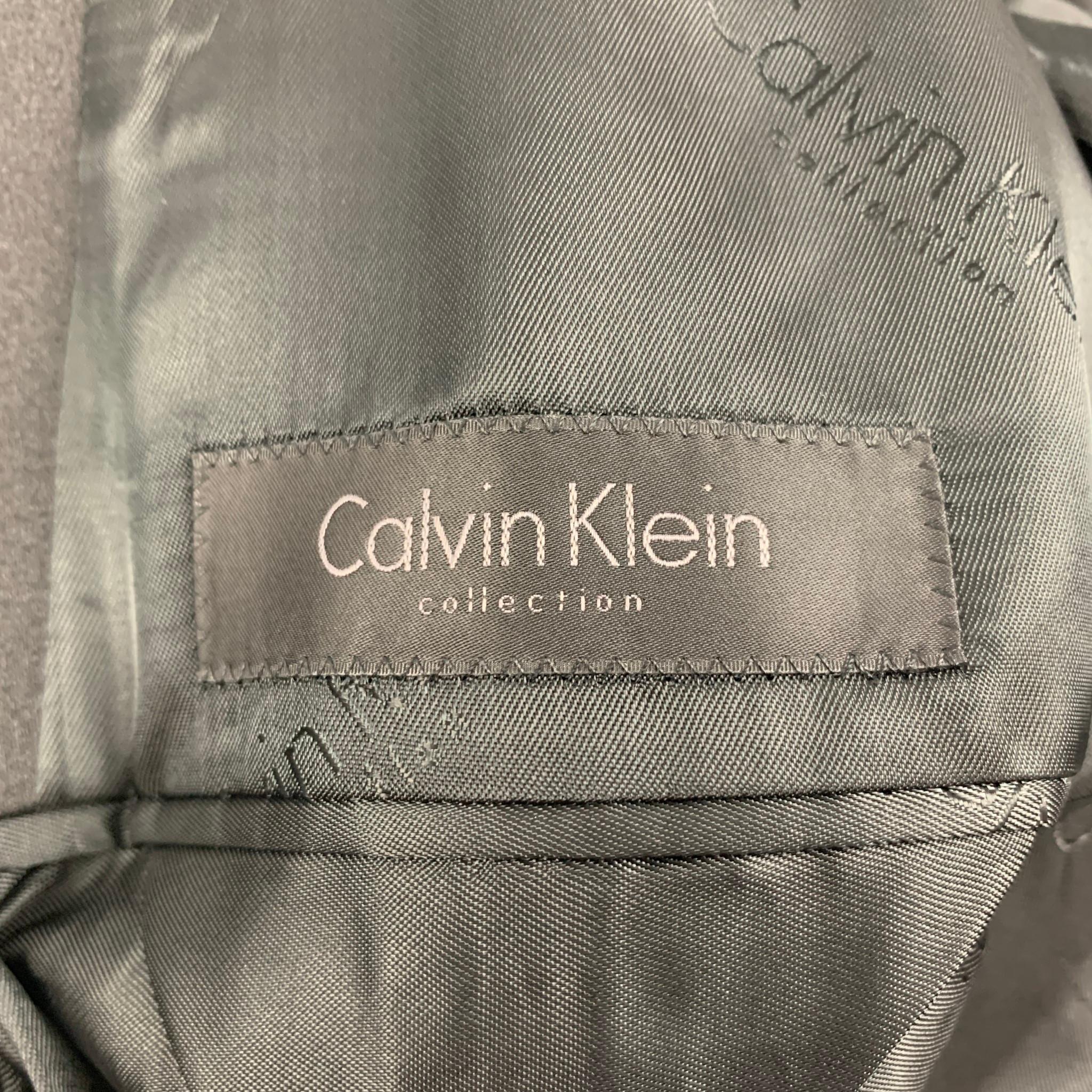 CALVIN KLEIN COLLECTION Size 44 Black Wool Peak Lapel Sport Coat 1