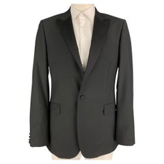 CALVIN KLEIN COLLECTION Size 44 Black Wool Peak Lapel Sport Coat