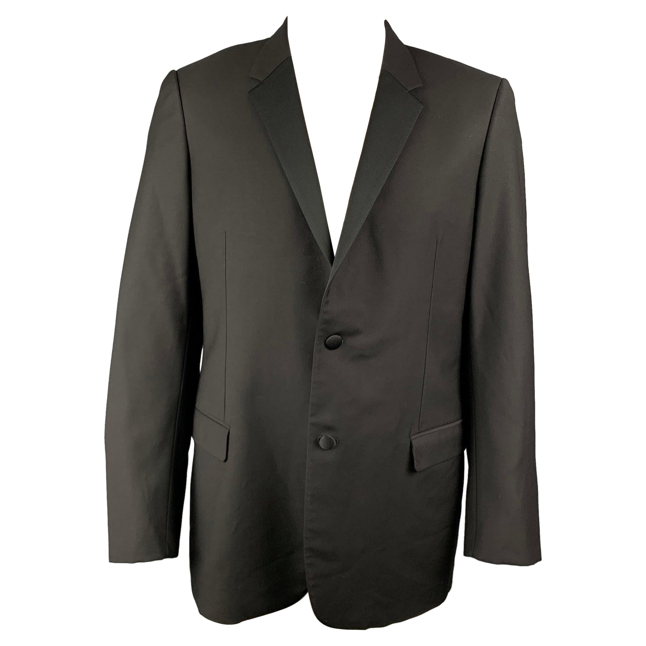 Calvin Klein Collection Taglia 44 Cappotto sportivo smoking in lana nera