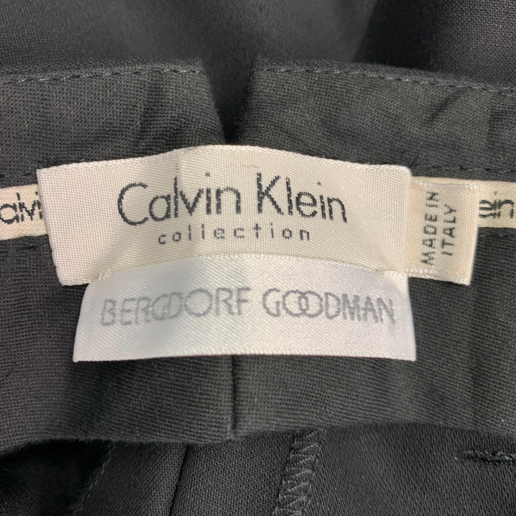 CALVIN KLEIN COLLECTION Size 8 Black Wool Wide Leg Dress Pants For Sale 1