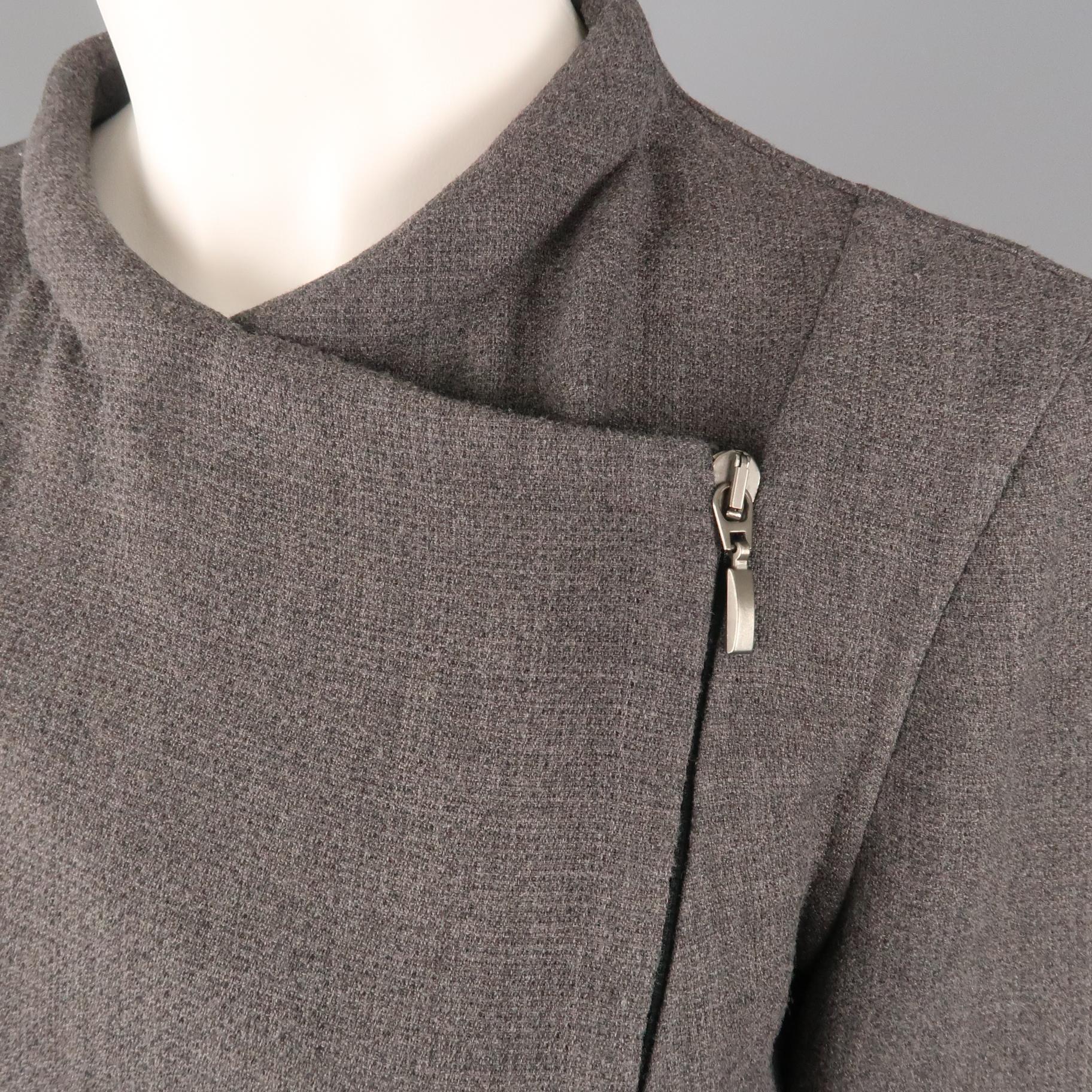 Gray CALVIN KLEIN Collection Size 8 Grey Wool / Viscose Assymmetrical Jacket