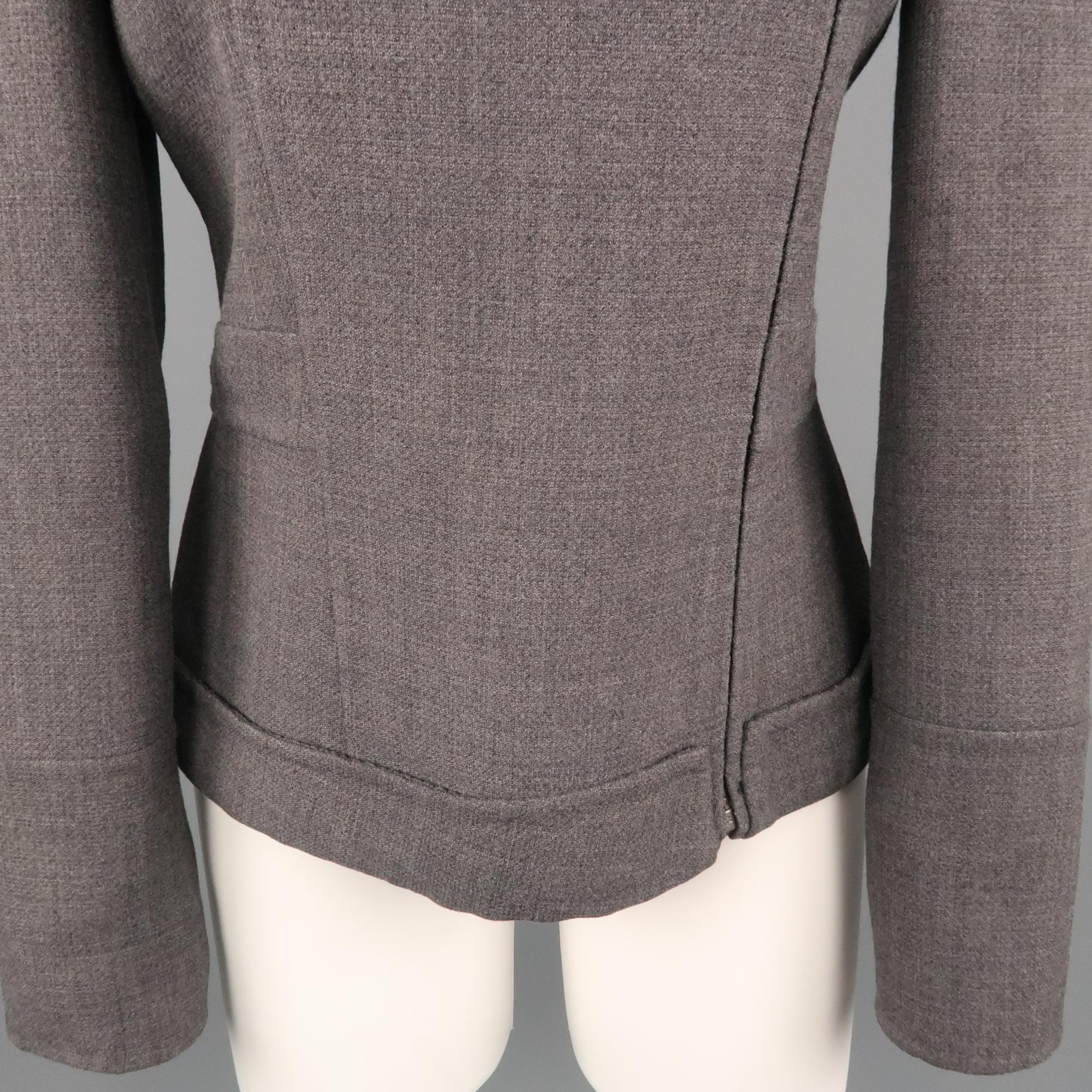 Women's CALVIN KLEIN Collection Size 8 Grey Wool / Viscose Assymmetrical Jacket