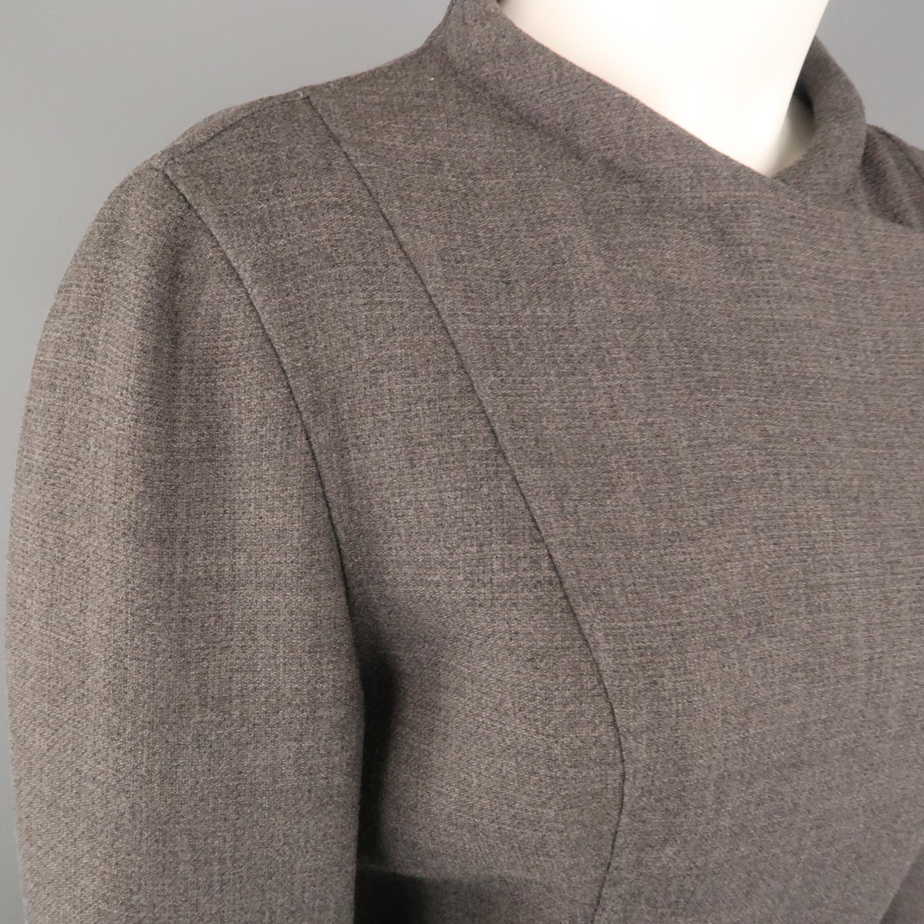 CALVIN KLEIN Collection Size 8 Grey Wool / Viscose Assymmetrical Jacket 1