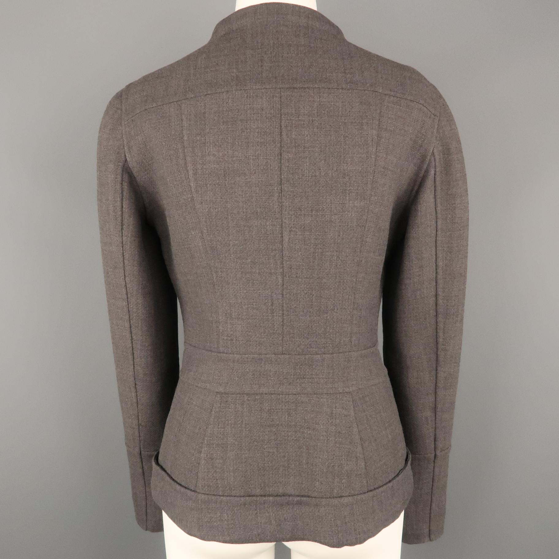 CALVIN KLEIN Collection Size 8 Grey Wool / Viscose Assymmetrical Jacket 2