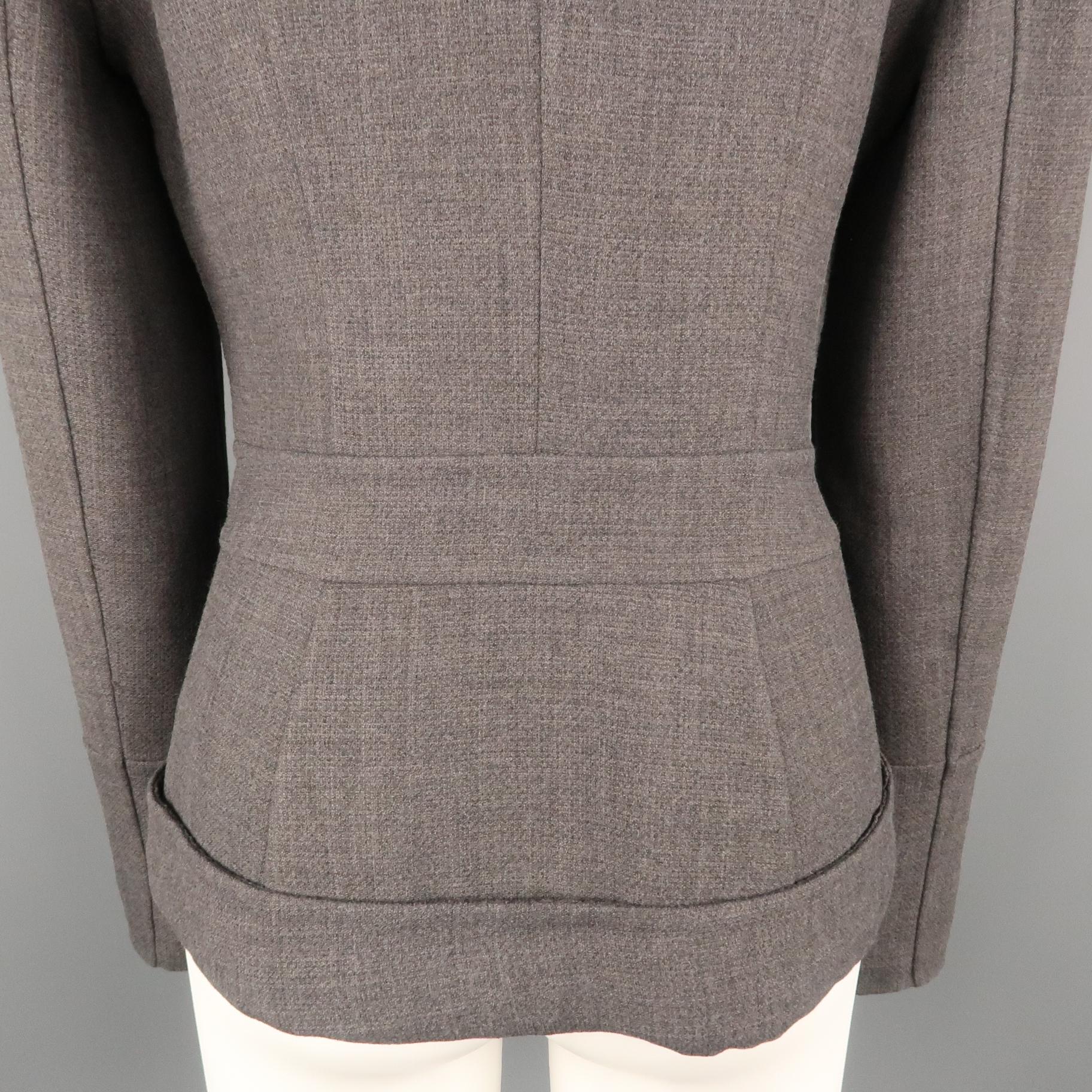 CALVIN KLEIN Collection Size 8 Grey Wool / Viscose Assymmetrical Jacket 3