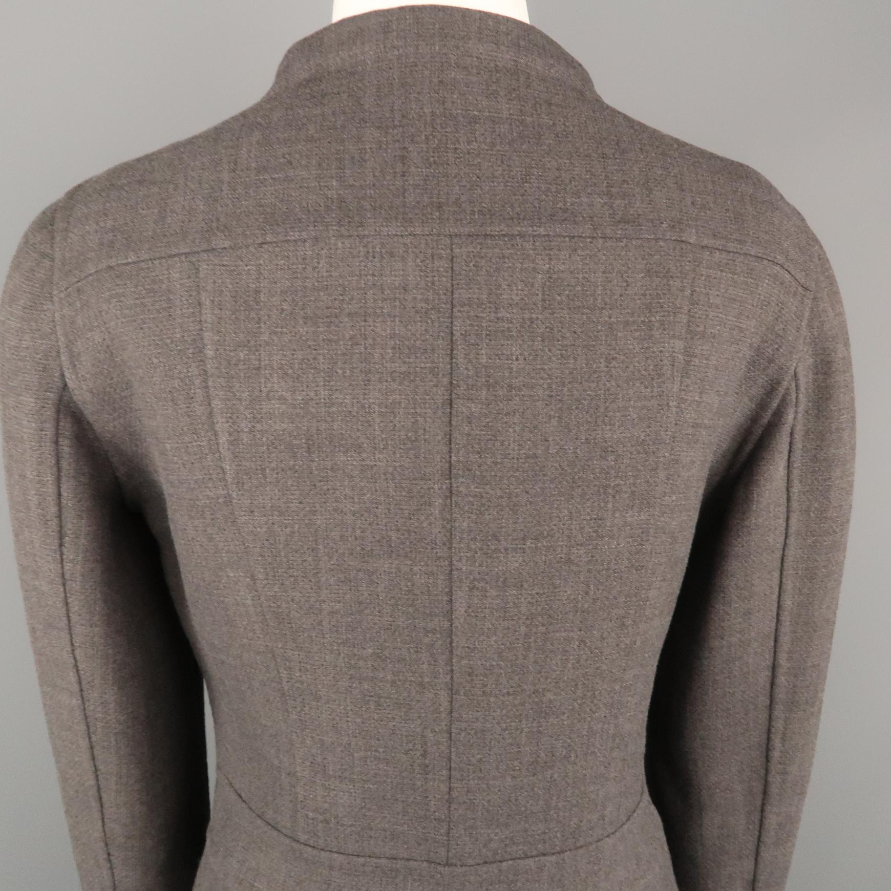 CALVIN KLEIN Collection Size 8 Grey Wool / Viscose Assymmetrical Jacket 4