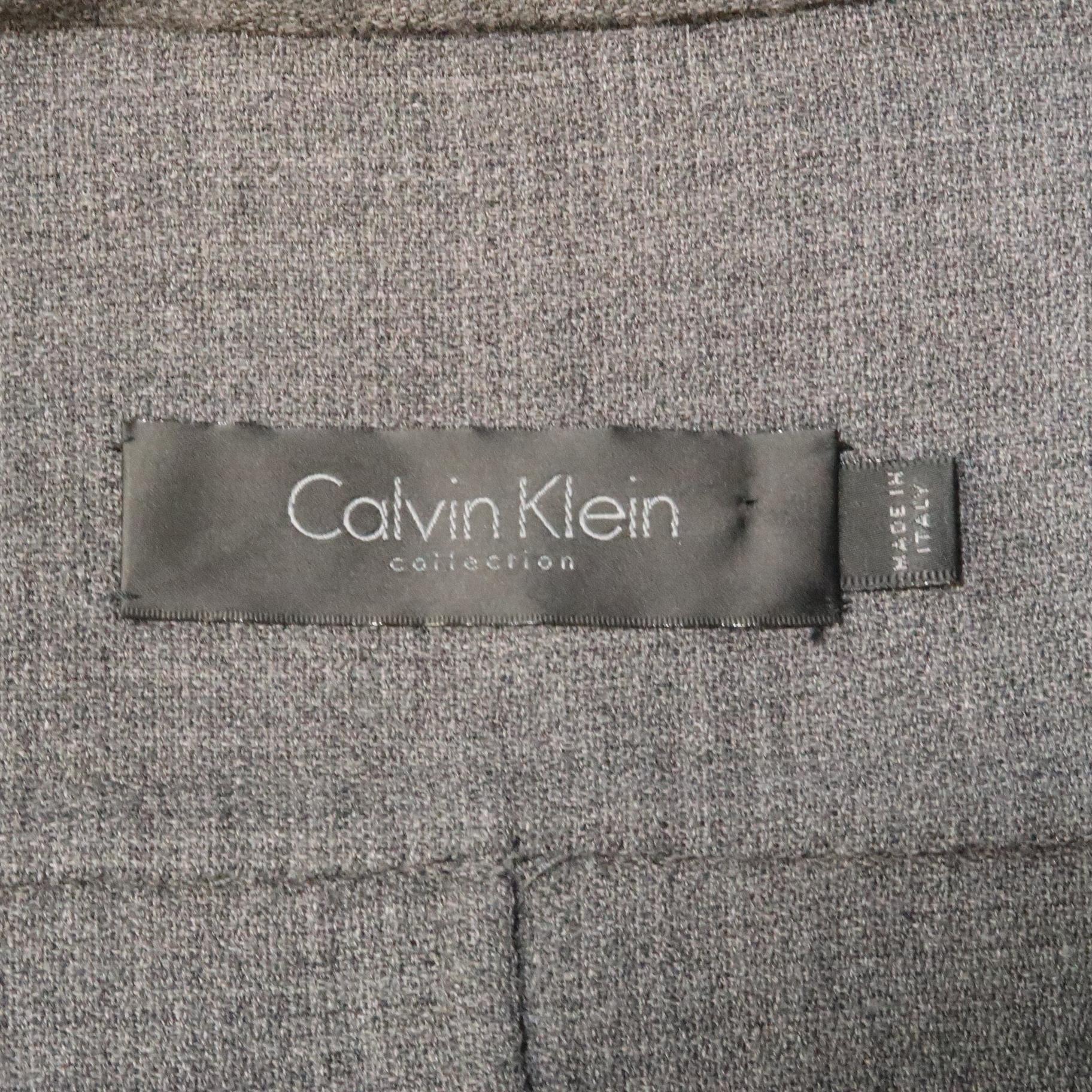 CALVIN KLEIN Collection Size 8 Grey Wool / Viscose Assymmetrical Jacket 5