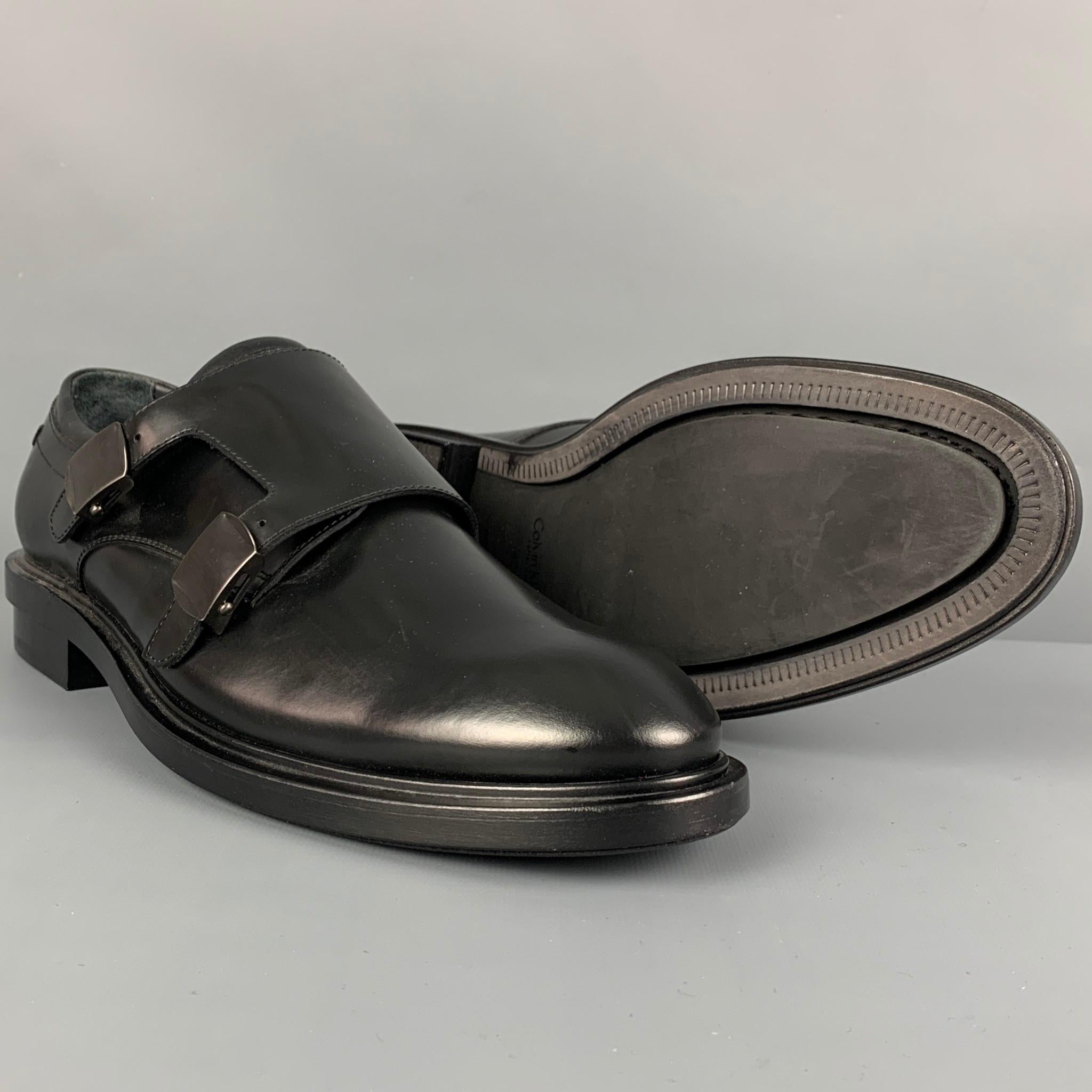CALVIN KLEIN COLLECTION Size 9 Black Leather Double Monk Strap Loafers at  1stDibs