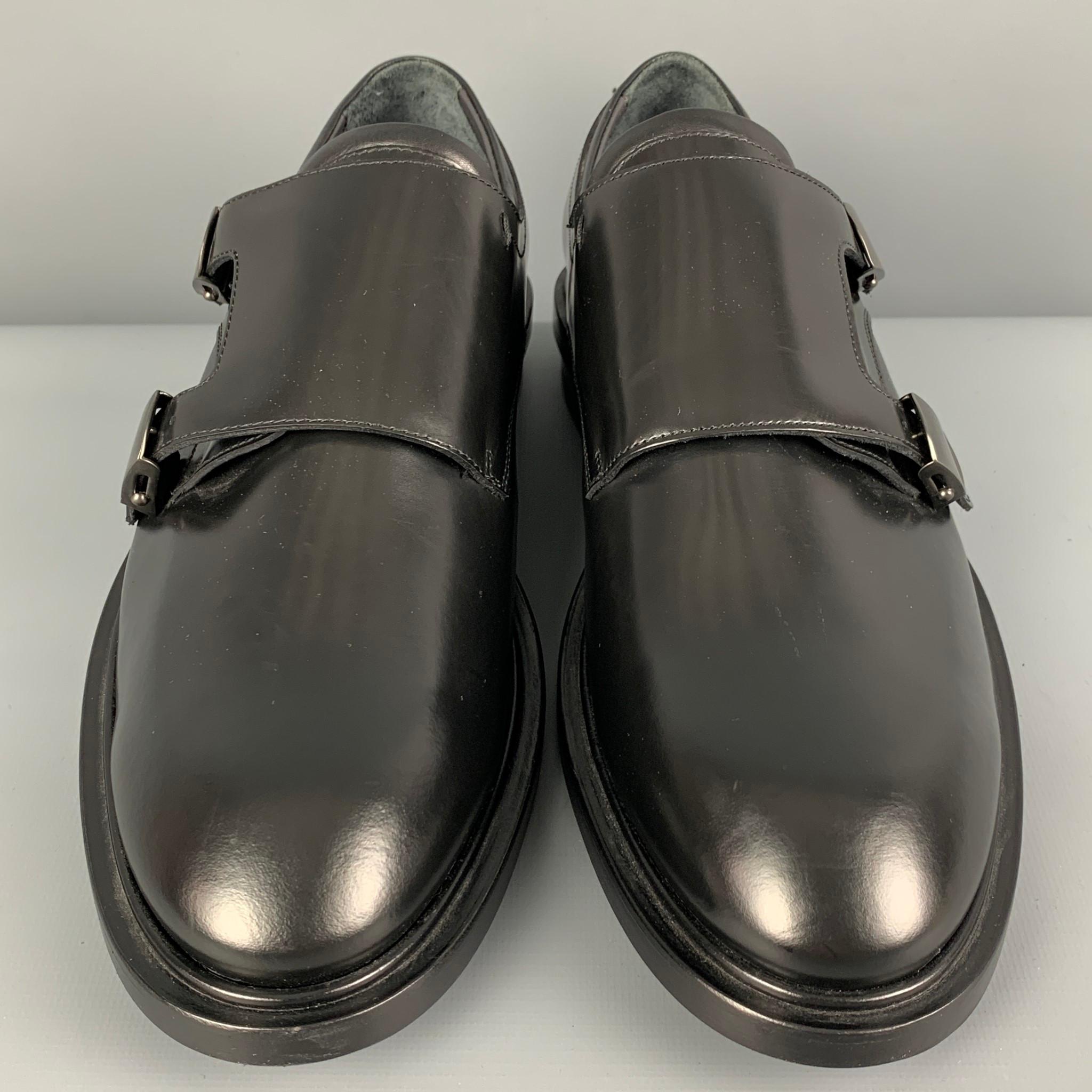 Men's CALVIN KLEIN COLLECTION Size 9 Black Leather Double Monk Strap Loafers
