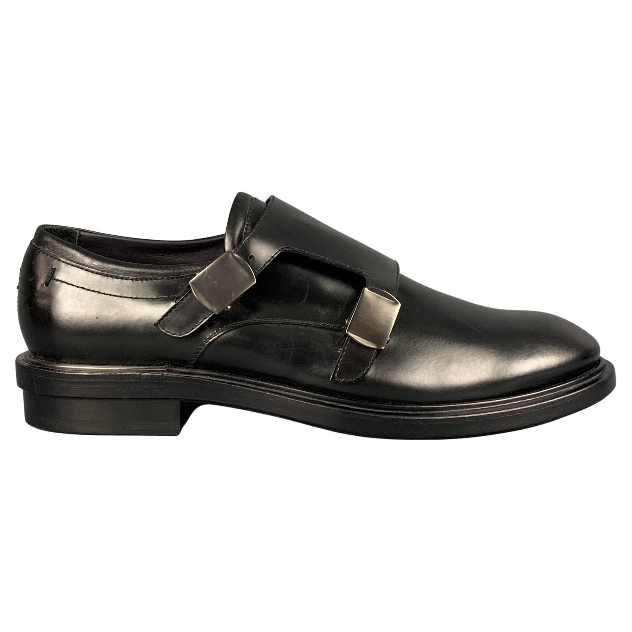 CALVIN KLEIN COLLECTION Size 9 Black Leather Double Monk Strap Loafers