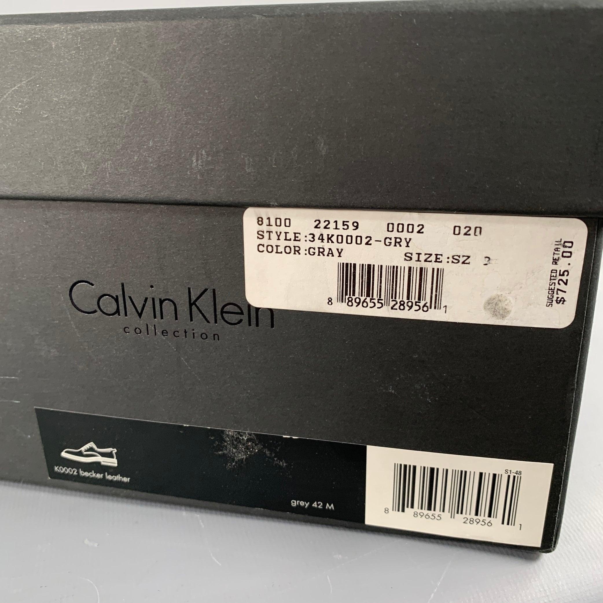CALVIN KLEIN COLLECTION Size 9 Grey Leather Lace-Up Shoes For Sale 6