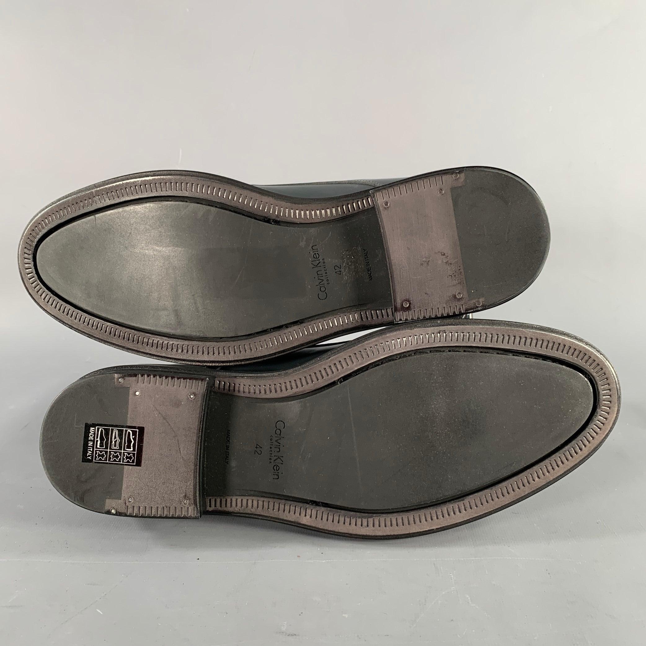 CALVIN KLEIN COLLECTION Size 9 Grey Leather Lace-Up Shoes For Sale 2