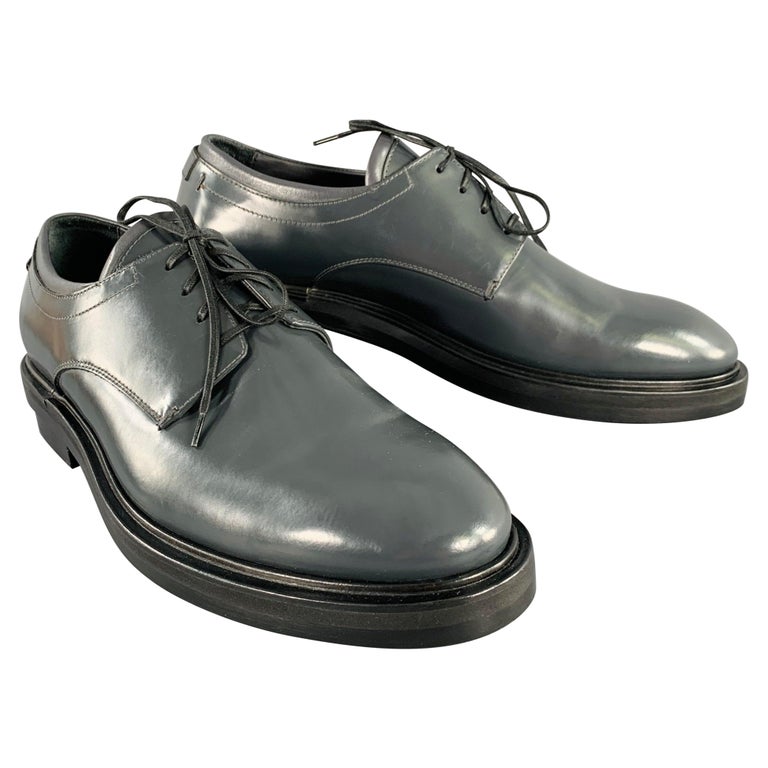 CALVIN KLEIN COLLECTION Size Grey Leather Lace-Up Shoes For Sale