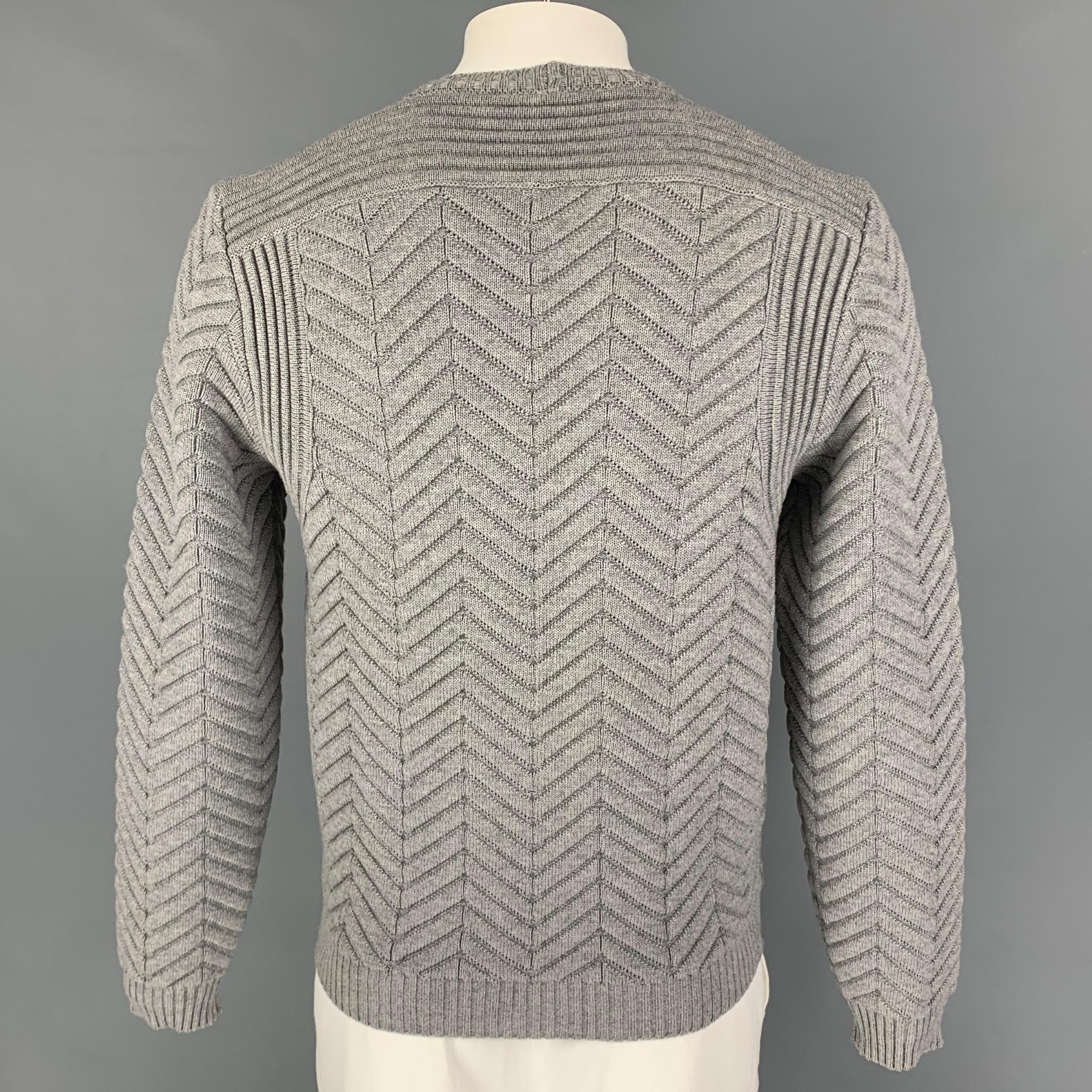 Gray CALVIN KLEIN COLLECTION Size L Grey Chevron Crew-Neck Sweater