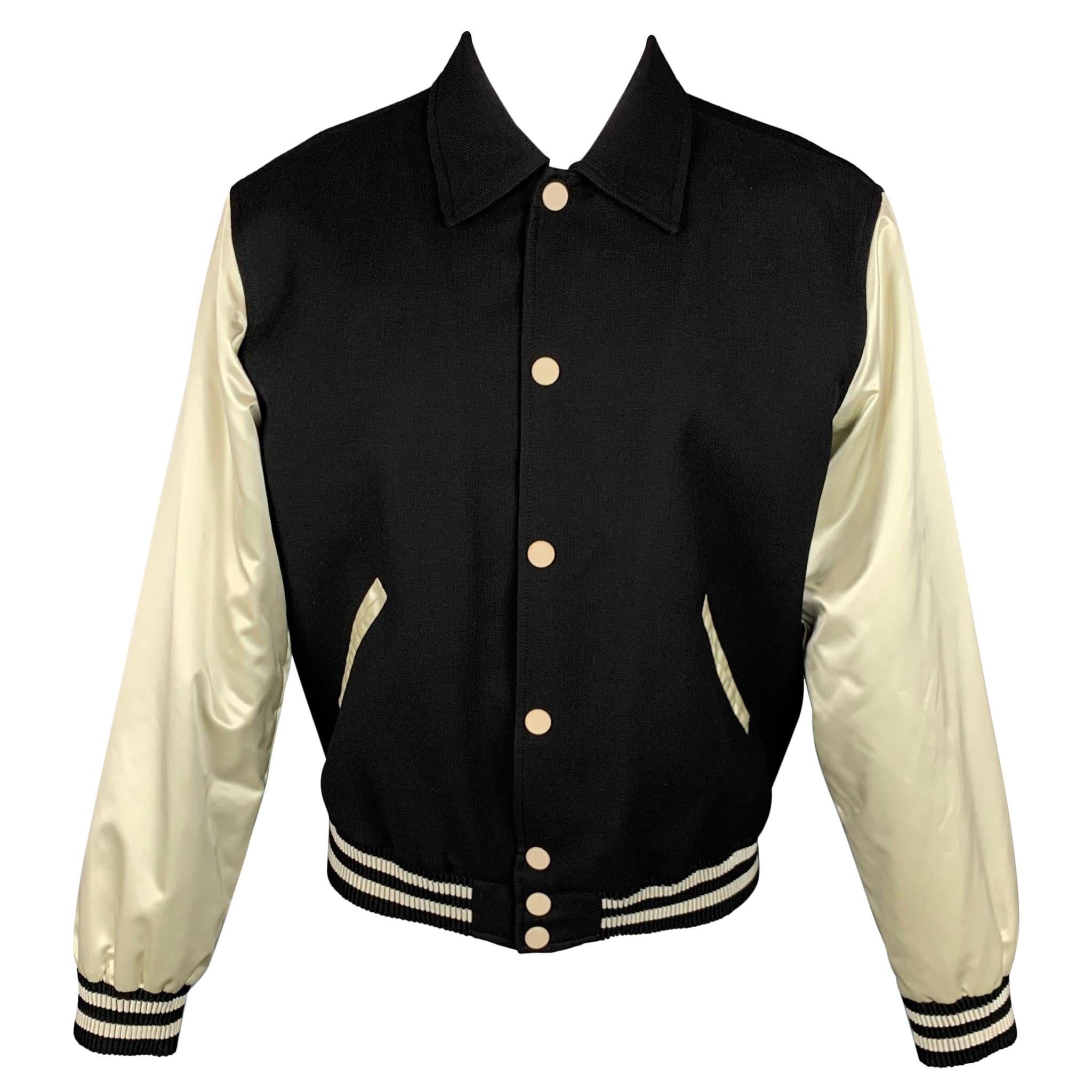 CALVIN KLEIN COLLECTION Size M Black & Beige Mixed Fabrics Jacket
