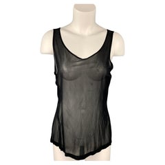 CALVIN KLEIN COLLECTION Size M Black Mesh Viscose Tank Top